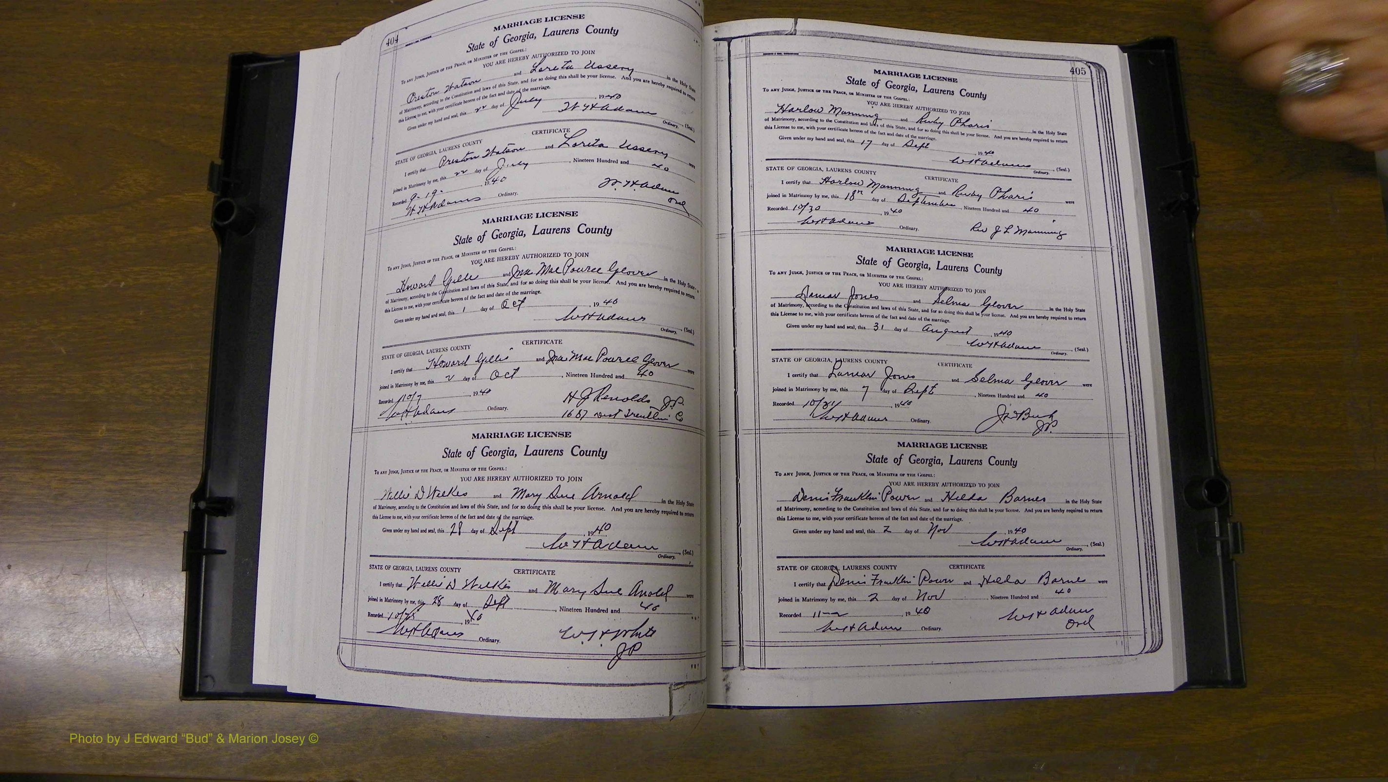 Laurens Co, GA, Marriages Book U, 1934 - 1944, White, P 404-405.JPG