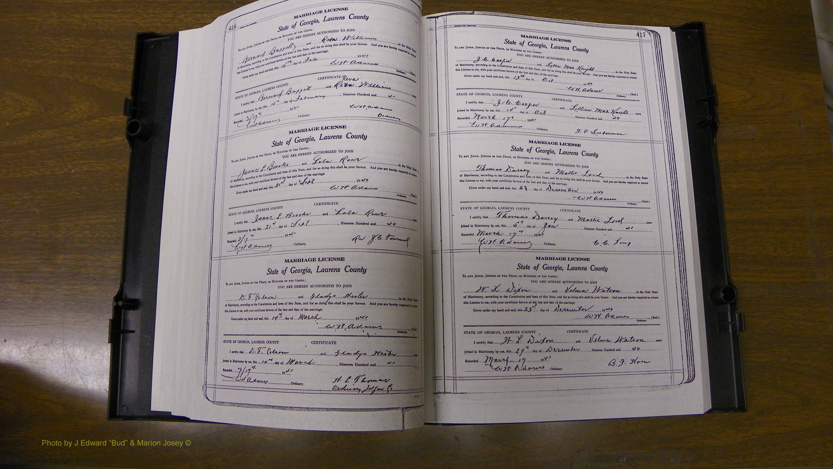 Laurens Co, GA, Marriages Book U, 1934 - 1944, White, P 416-417.JPG