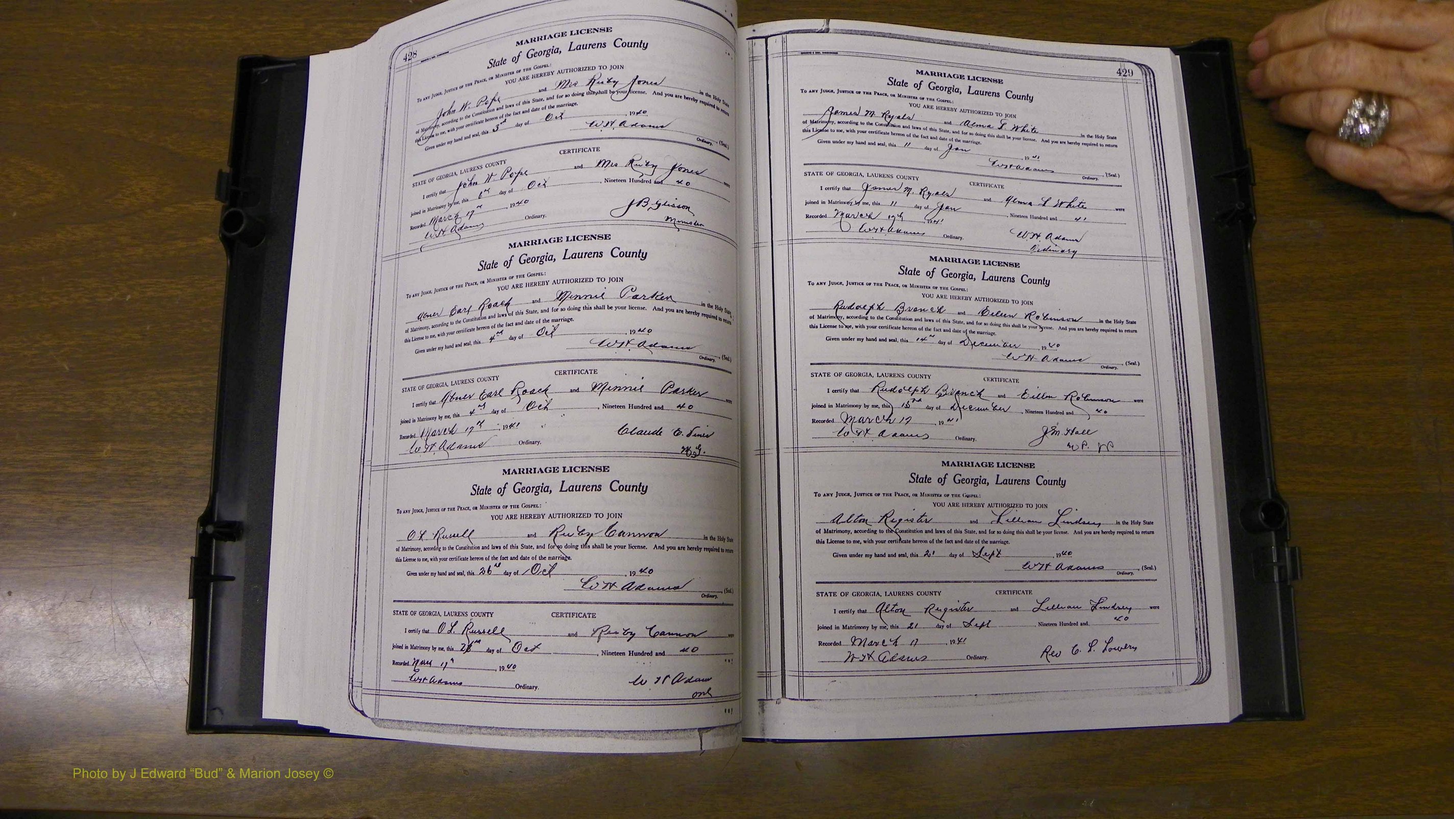 Laurens Co, GA, Marriages Book U, 1934 - 1944, White, P 428-429.JPG