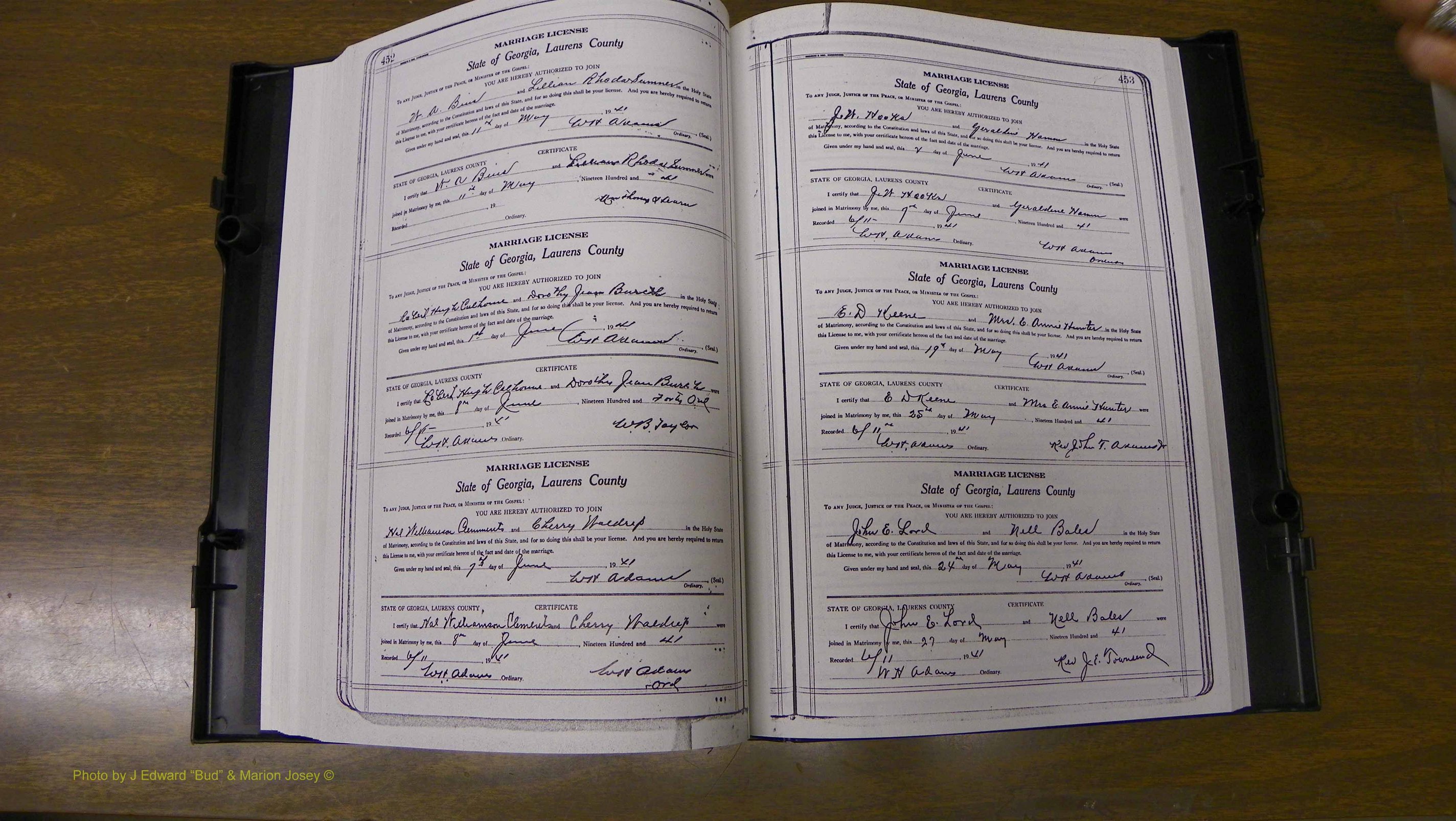 Laurens Co, GA, Marriages Book U, 1934 - 1944, White, P 452-453.JPG