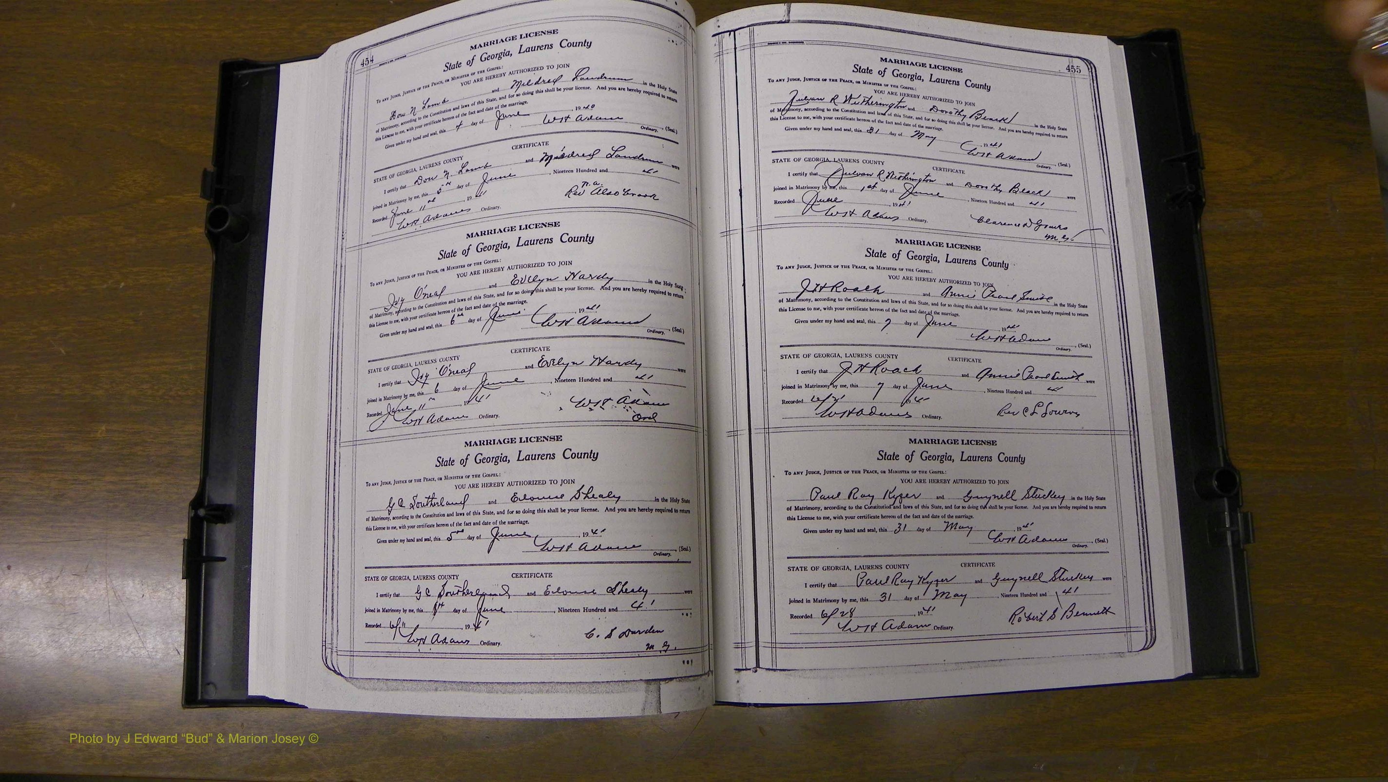 Laurens Co, GA, Marriages Book U, 1934 - 1944, White, P 454-455.JPG