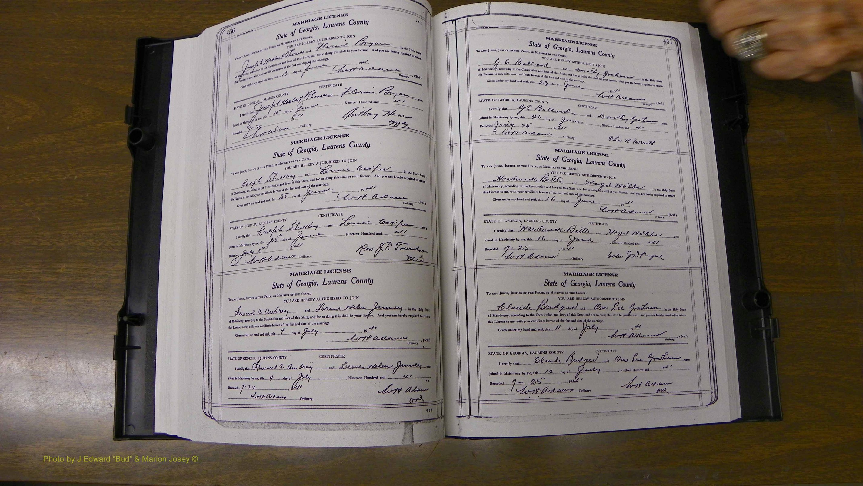 Laurens Co, GA, Marriages Book U, 1934 - 1944, White, P 456-457.JPG
