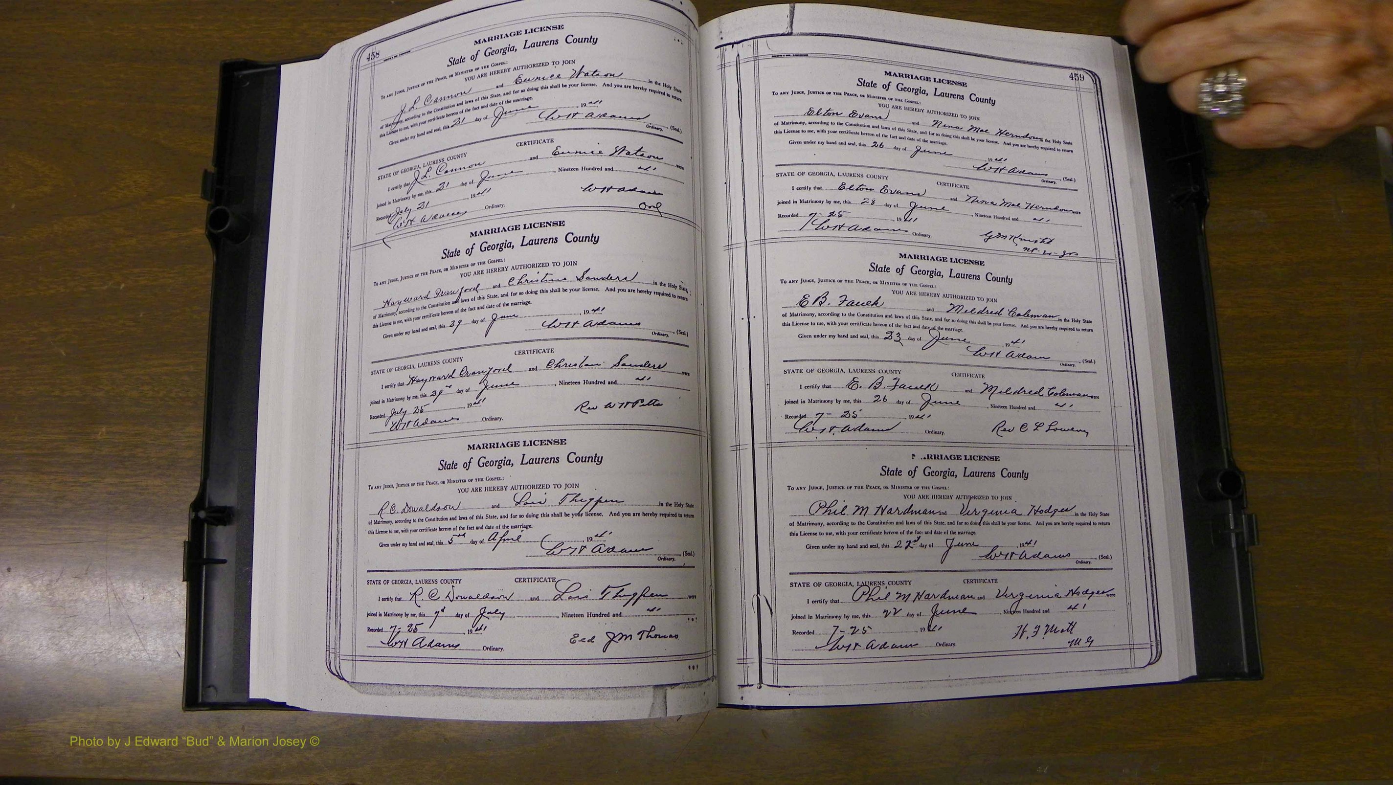 Laurens Co, GA, Marriages Book U, 1934 - 1944, White, P 458-459.JPG