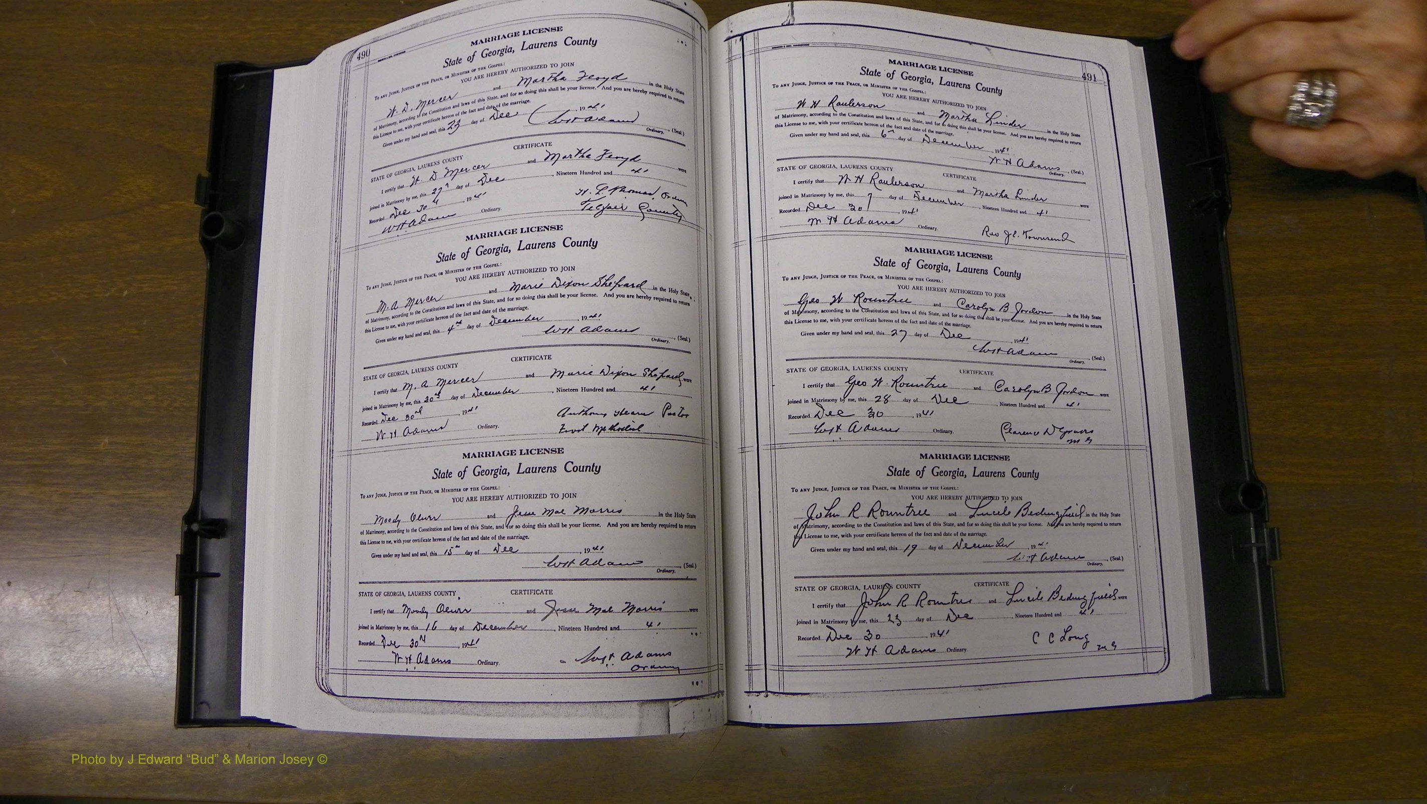 Laurens Co, GA, Marriages Book U, 1934 - 1944, White, P 490-491.JPG