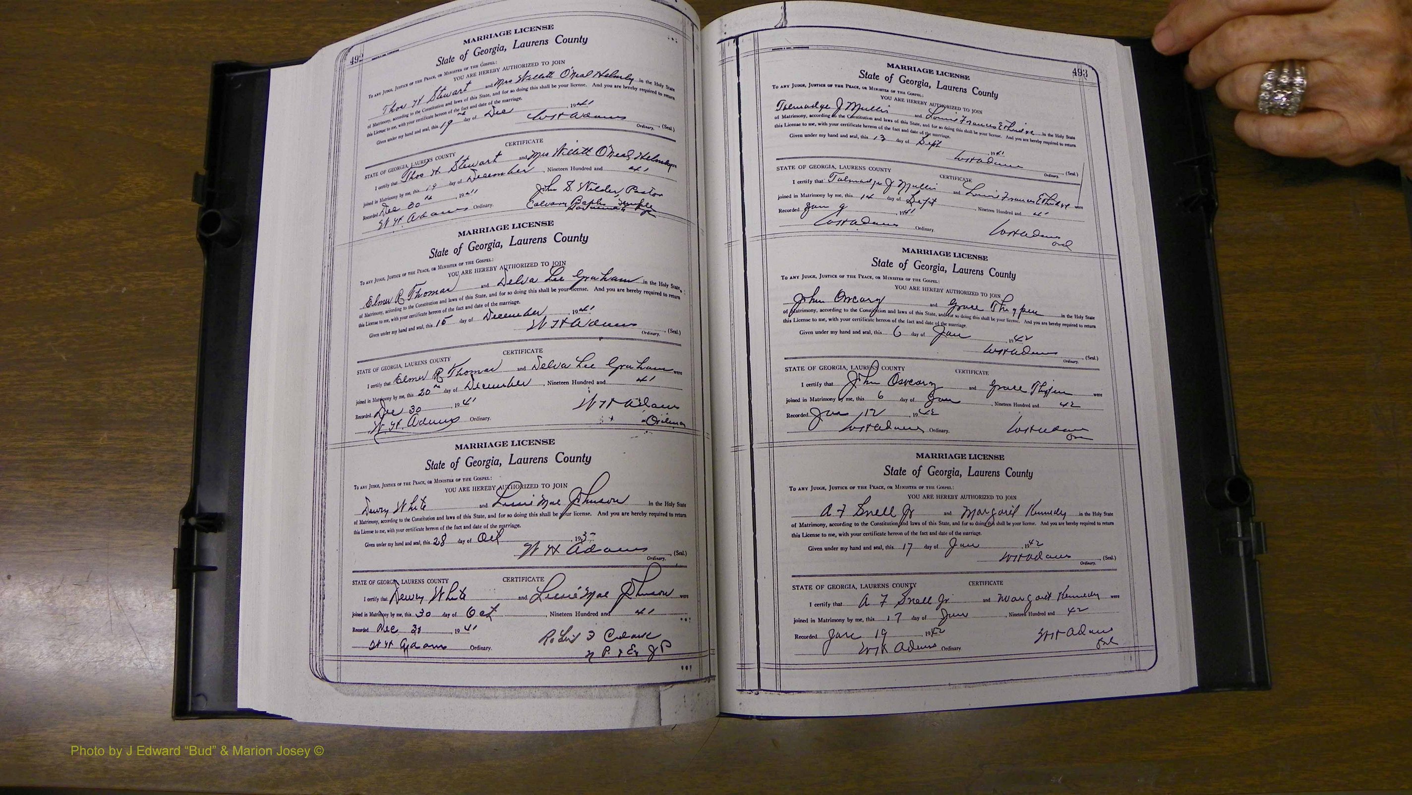 Laurens Co, GA, Marriages Book U, 1934 - 1944, White, P 492-493.JPG