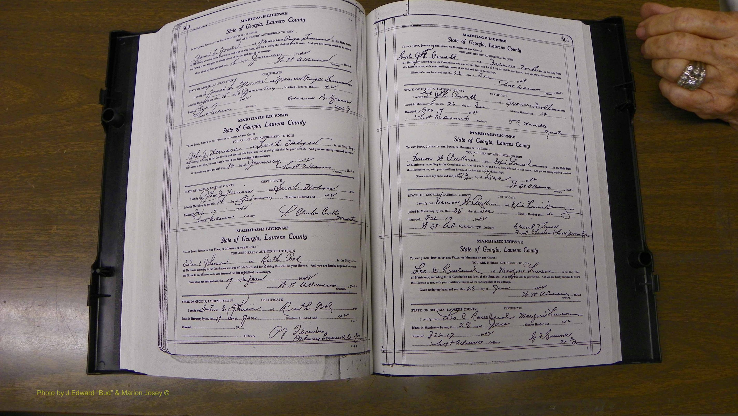 Laurens Co, GA, Marriages Book U, 1934 - 1944, White, P 500-501.JPG