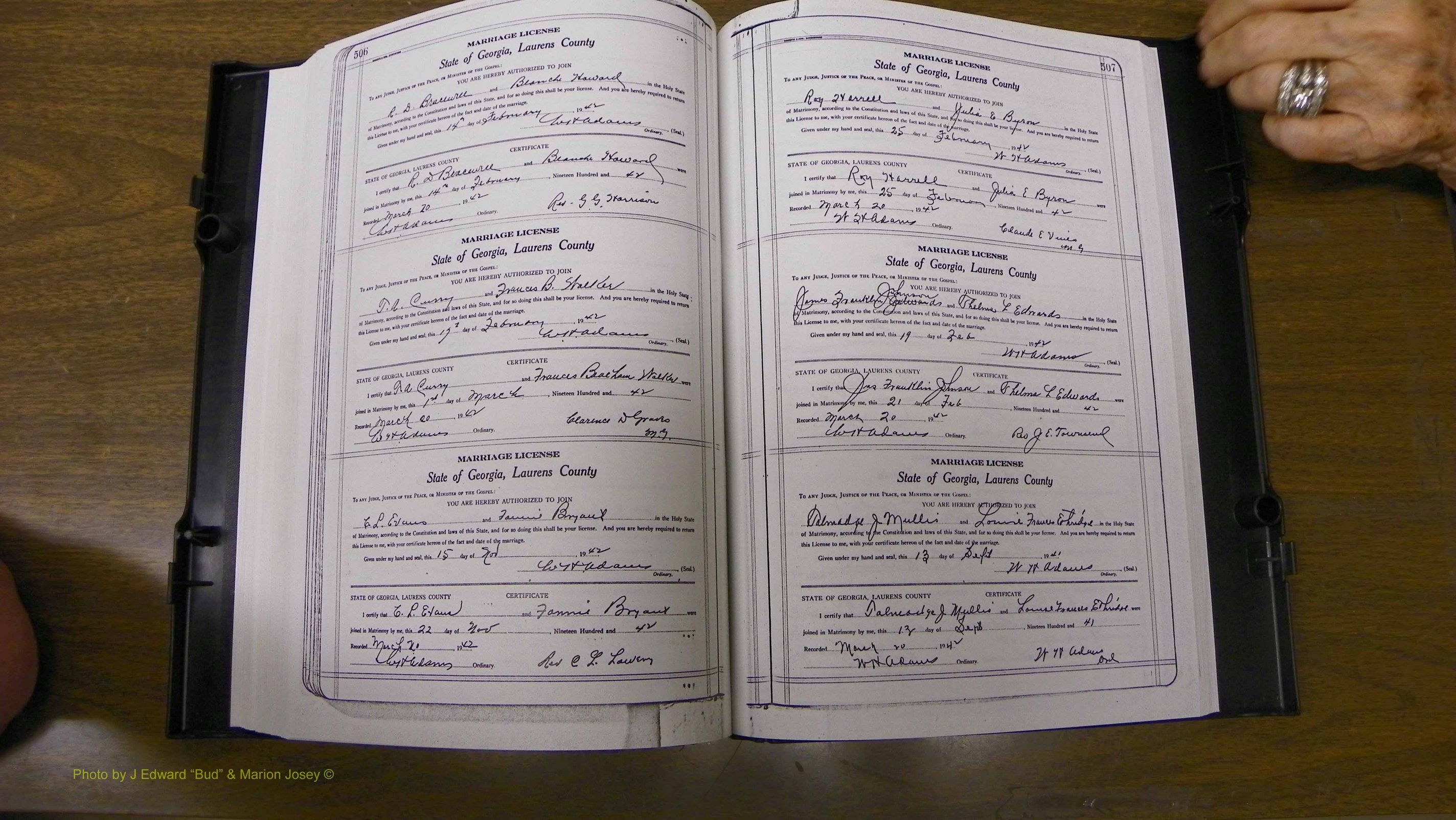 Laurens Co, GA, Marriages Book U, 1934 - 1944, White, P 506-507.JPG