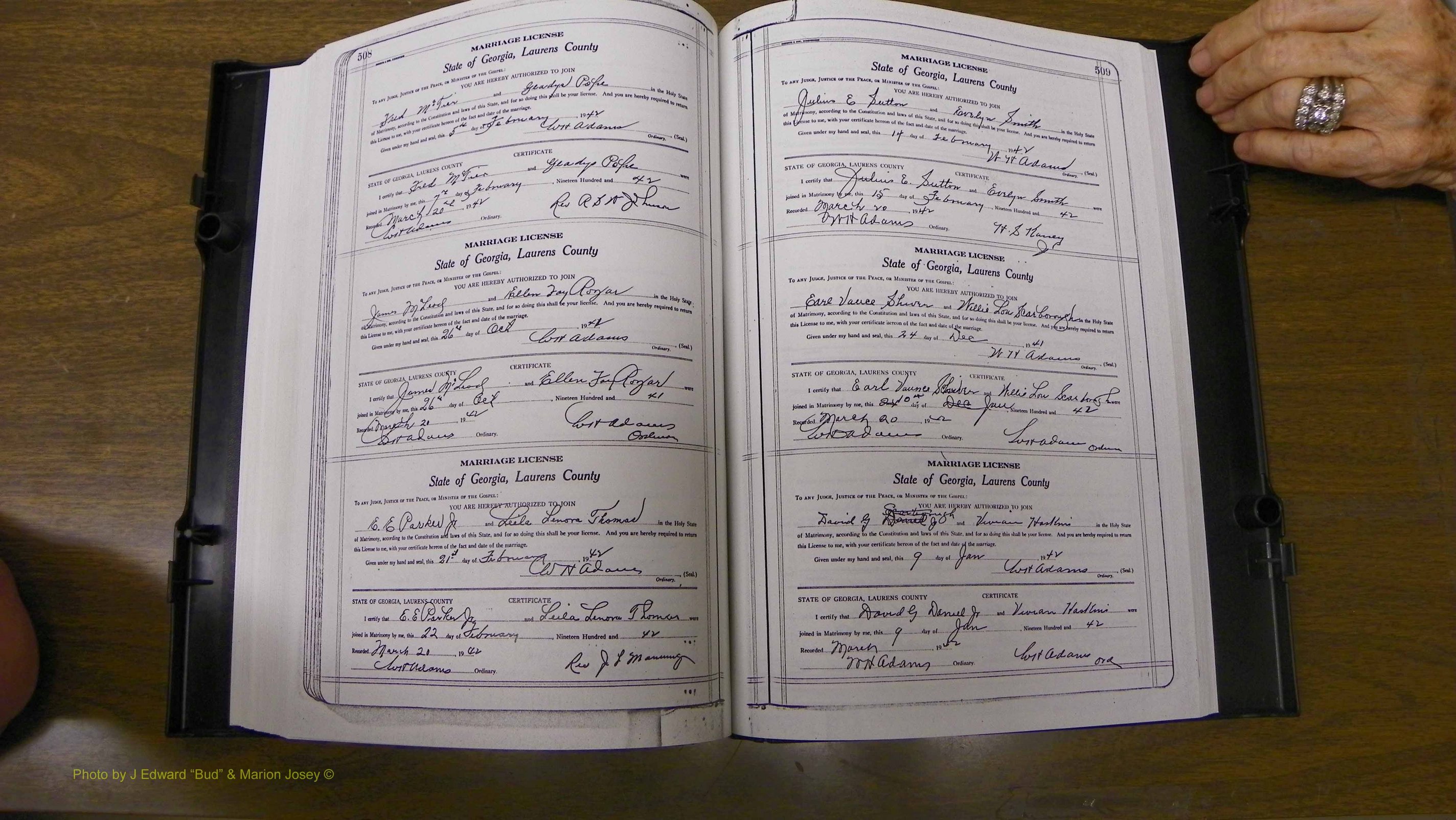 Laurens Co, GA, Marriages Book U, 1934 - 1944, White, P 508-509.JPG