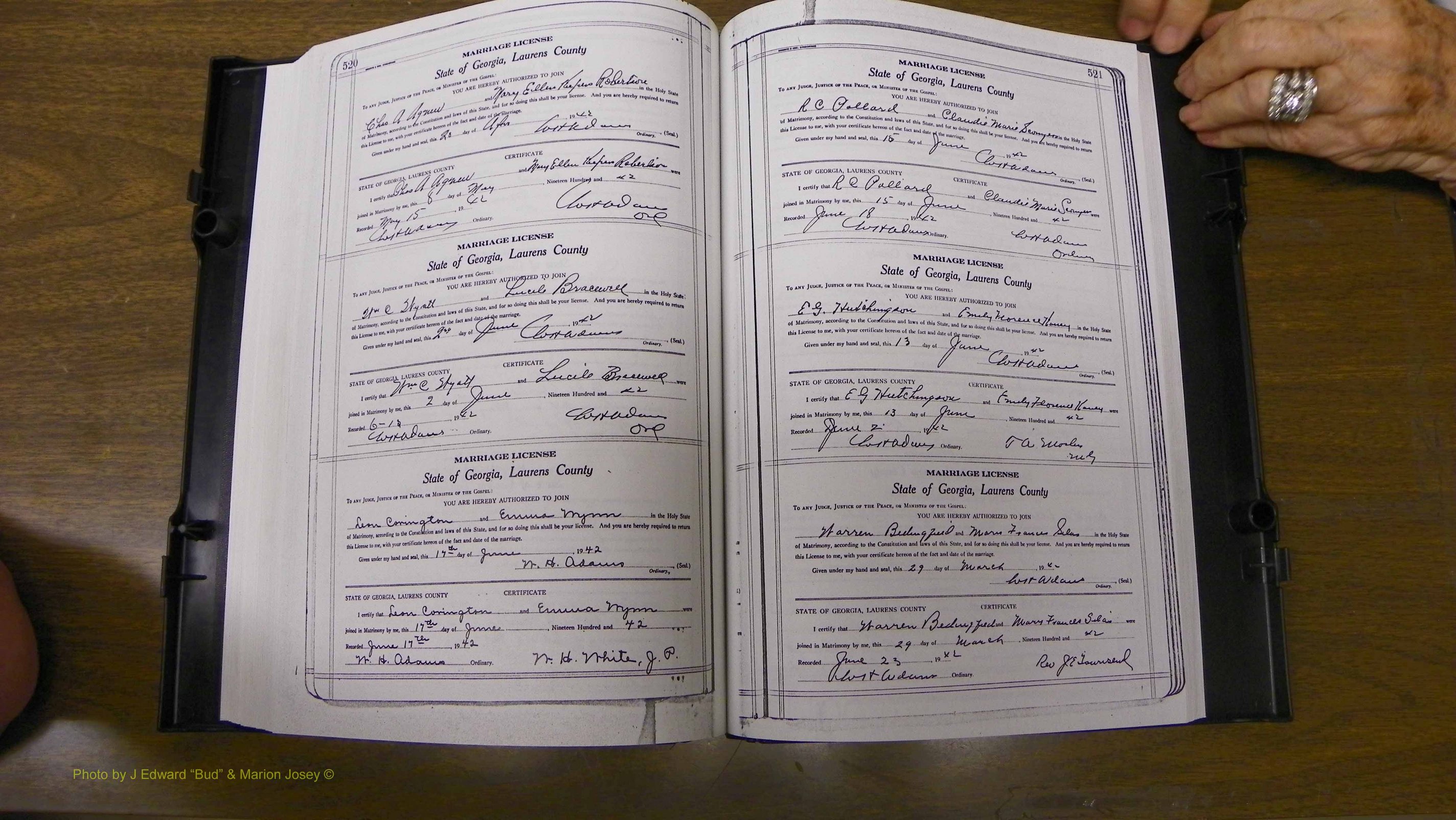 Laurens Co, GA, Marriages Book U, 1934 - 1944, White, P 520-521.JPG