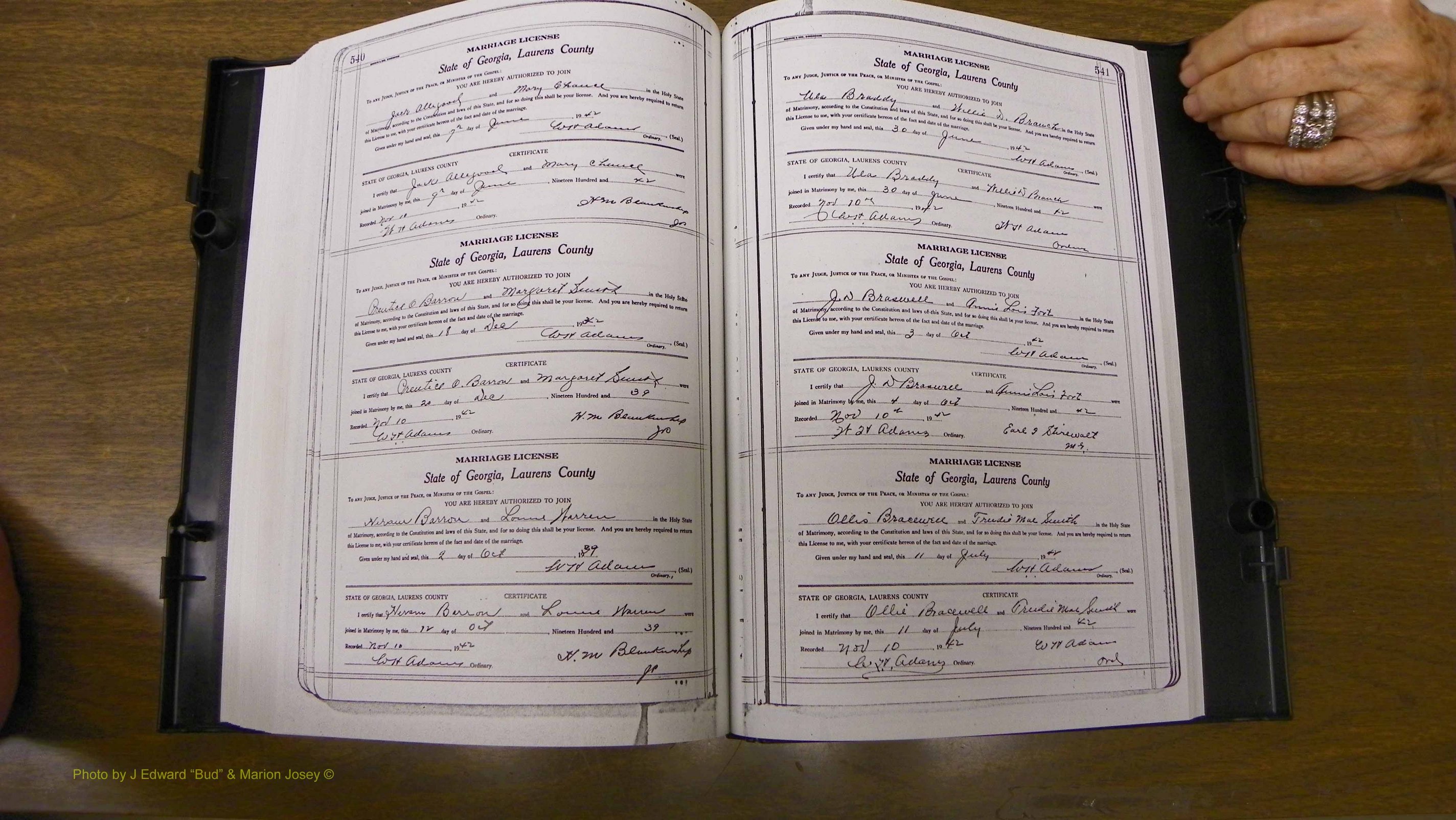 Laurens Co, GA, Marriages Book U, 1934 - 1944, White, P 540-541.JPG