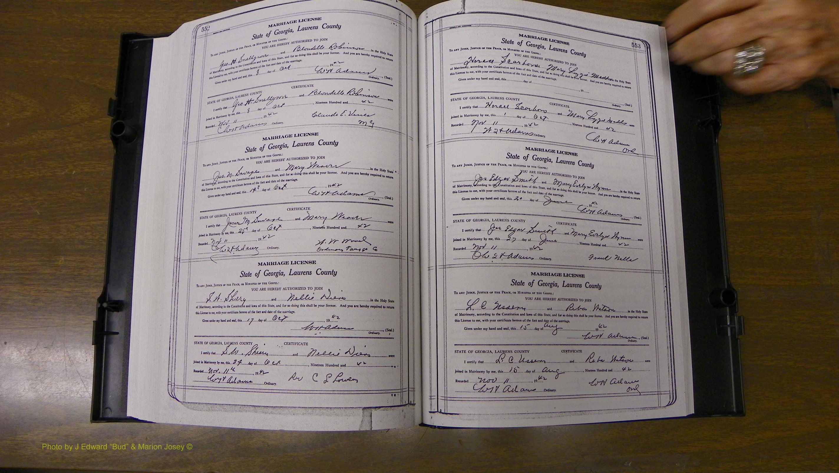 Laurens Co, GA, Marriages Book U, 1934 - 1944, White, P 552-553.JPG