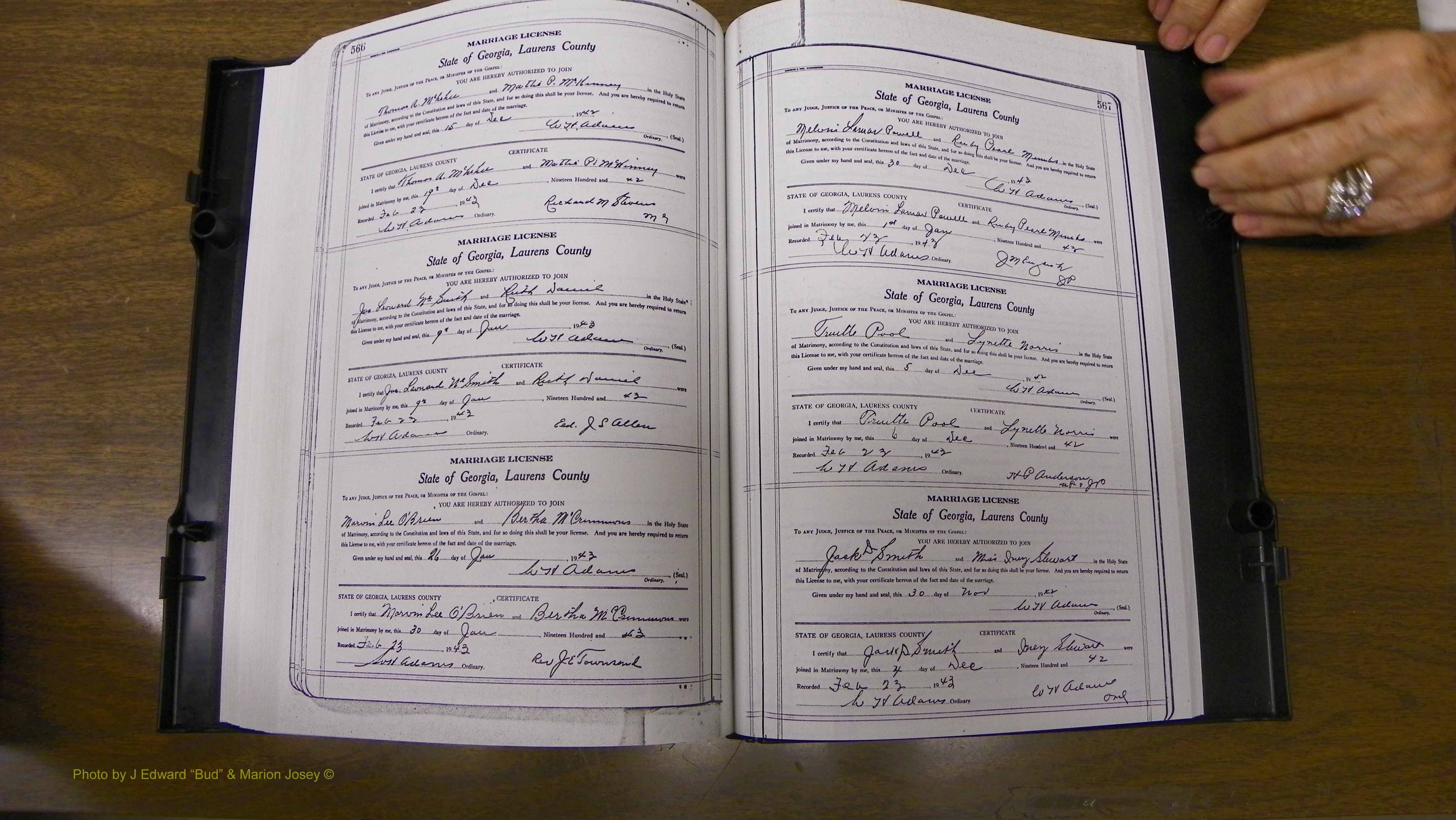 Laurens Co, GA, Marriages Book U, 1934 - 1944, White, P 566-567.JPG