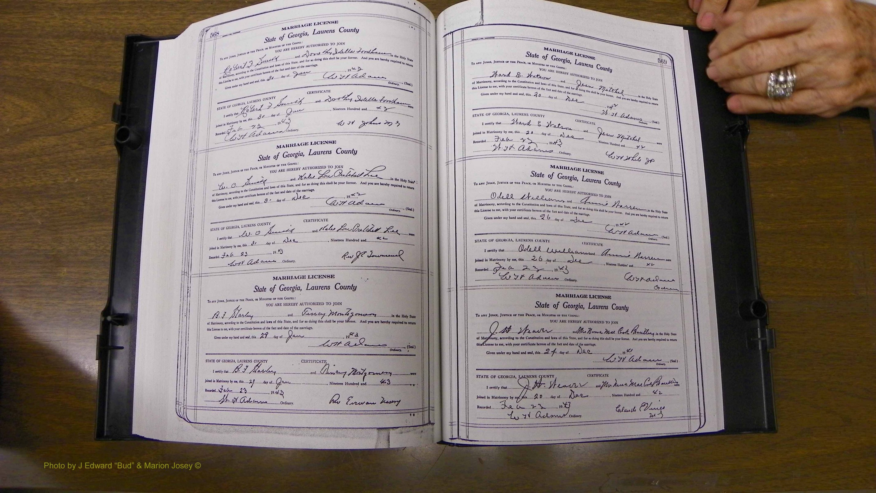 Laurens Co, GA, Marriages Book U, 1934 - 1944, White, P 568-569.JPG
