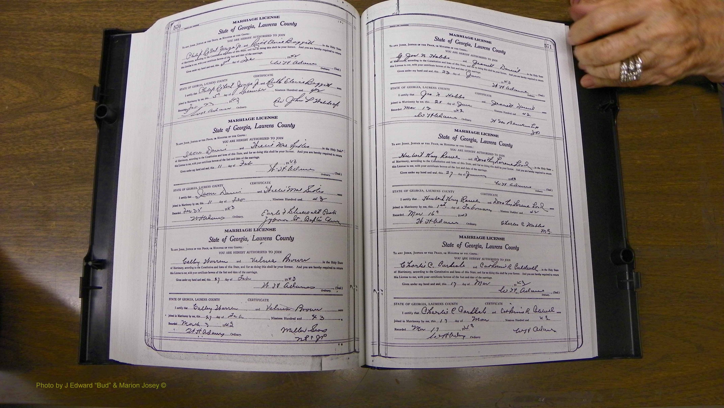 Laurens Co, GA, Marriages Book U, 1934 - 1944, White, P 570-571.JPG