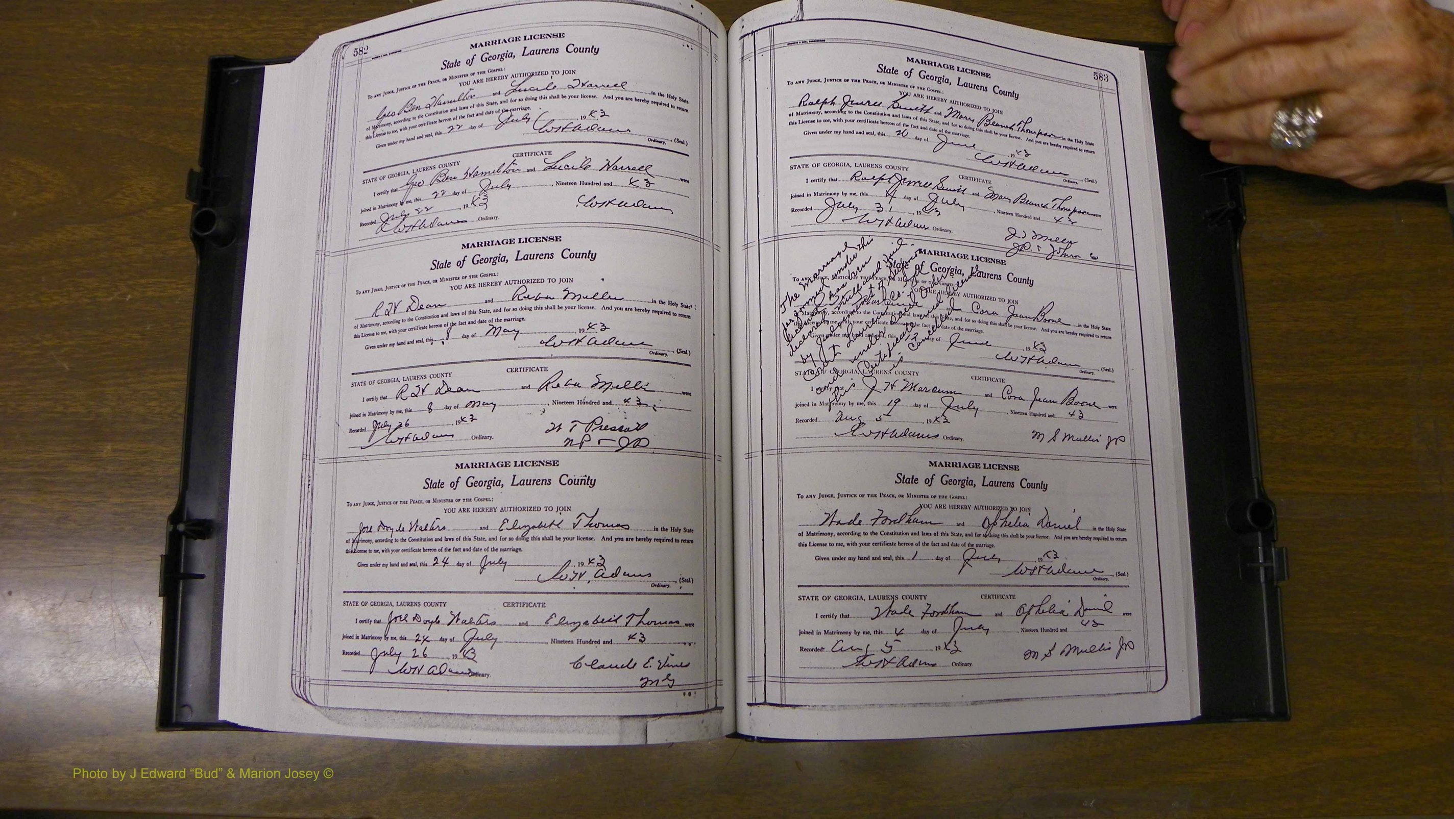 Laurens Co, GA, Marriages Book U, 1934 - 1944, White, P 582-583.JPG