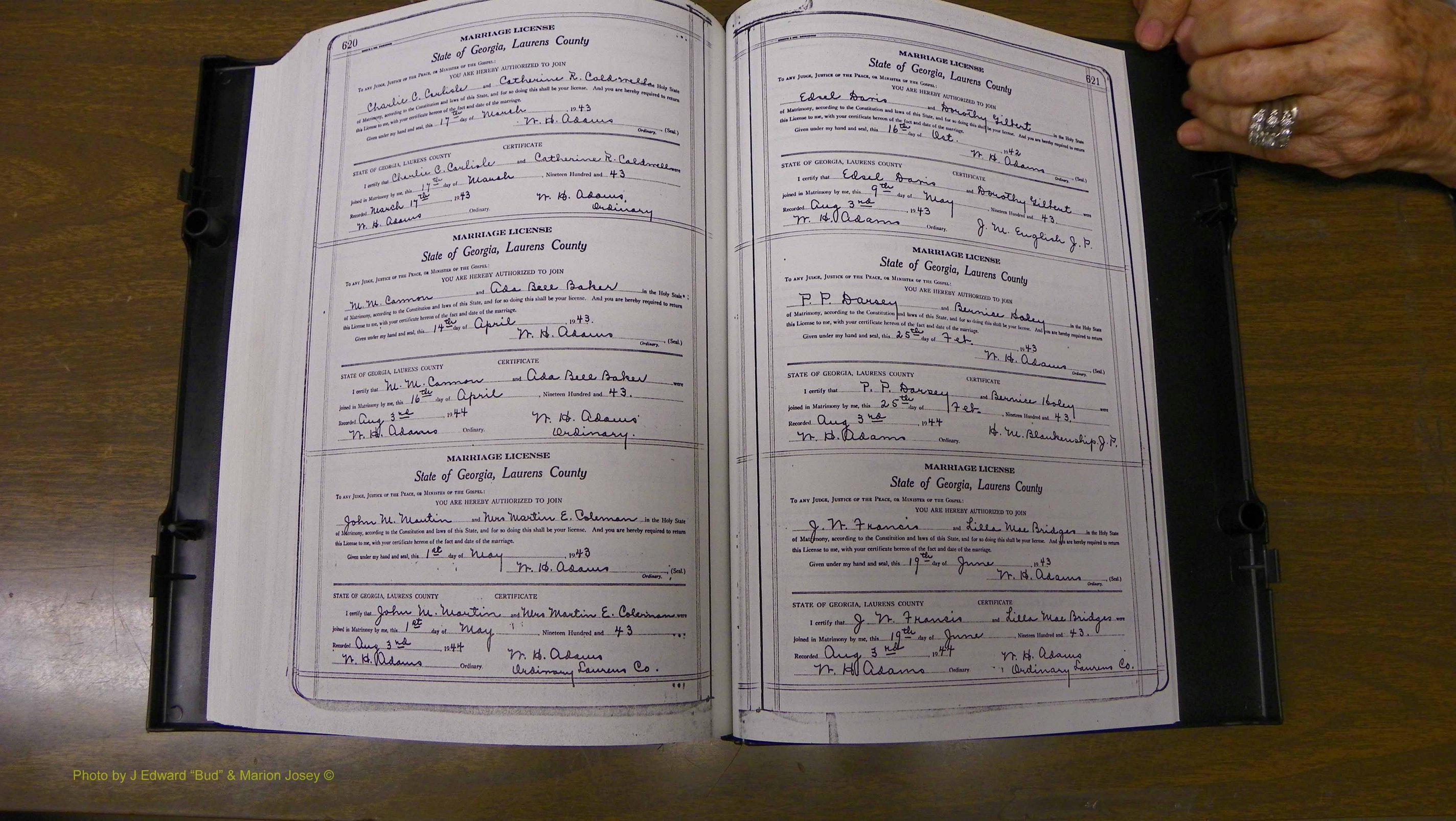 Laurens Co, GA, Marriages Book U, 1934 - 1944, White, P 620-621.JPG