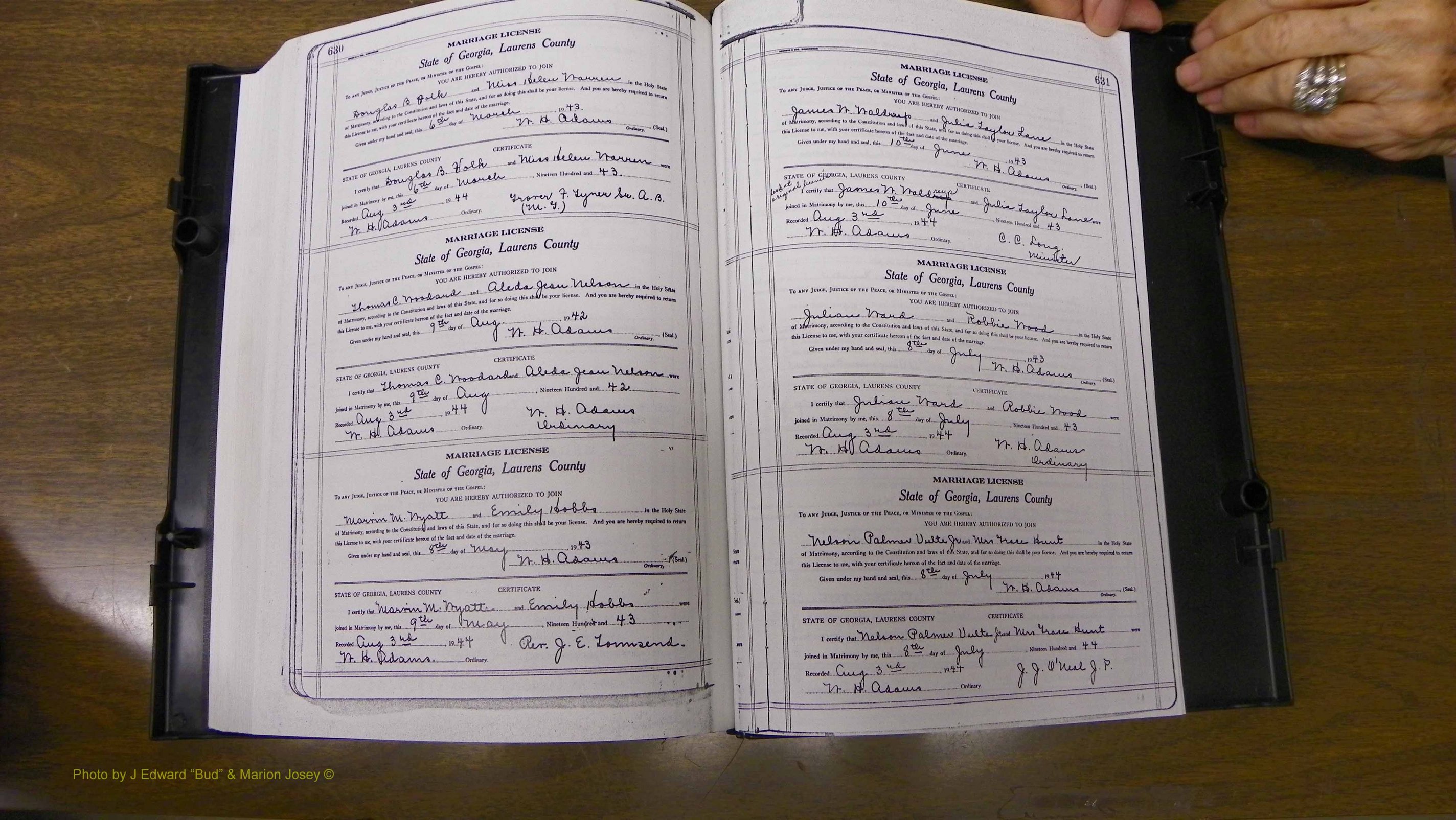 Laurens Co, GA, Marriages Book U, 1934 - 1944, White, P 630-631.JPG