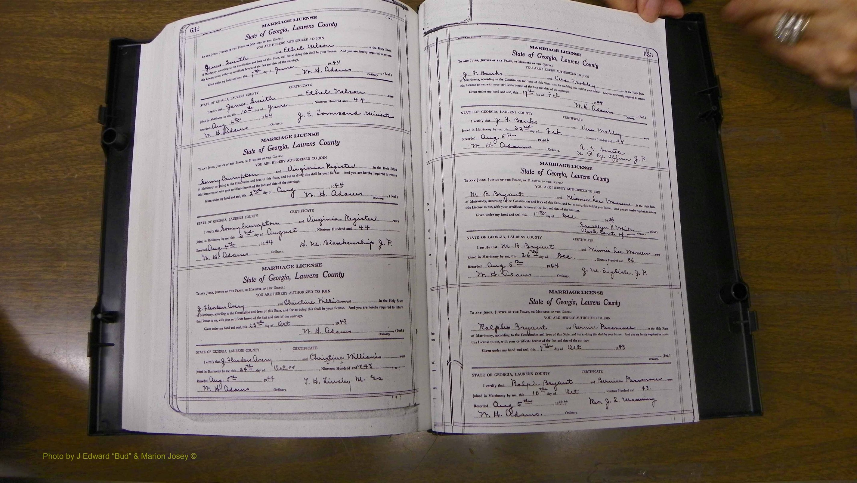 Laurens Co, GA, Marriages Book U, 1934 - 1944, White, P 632-633.JPG