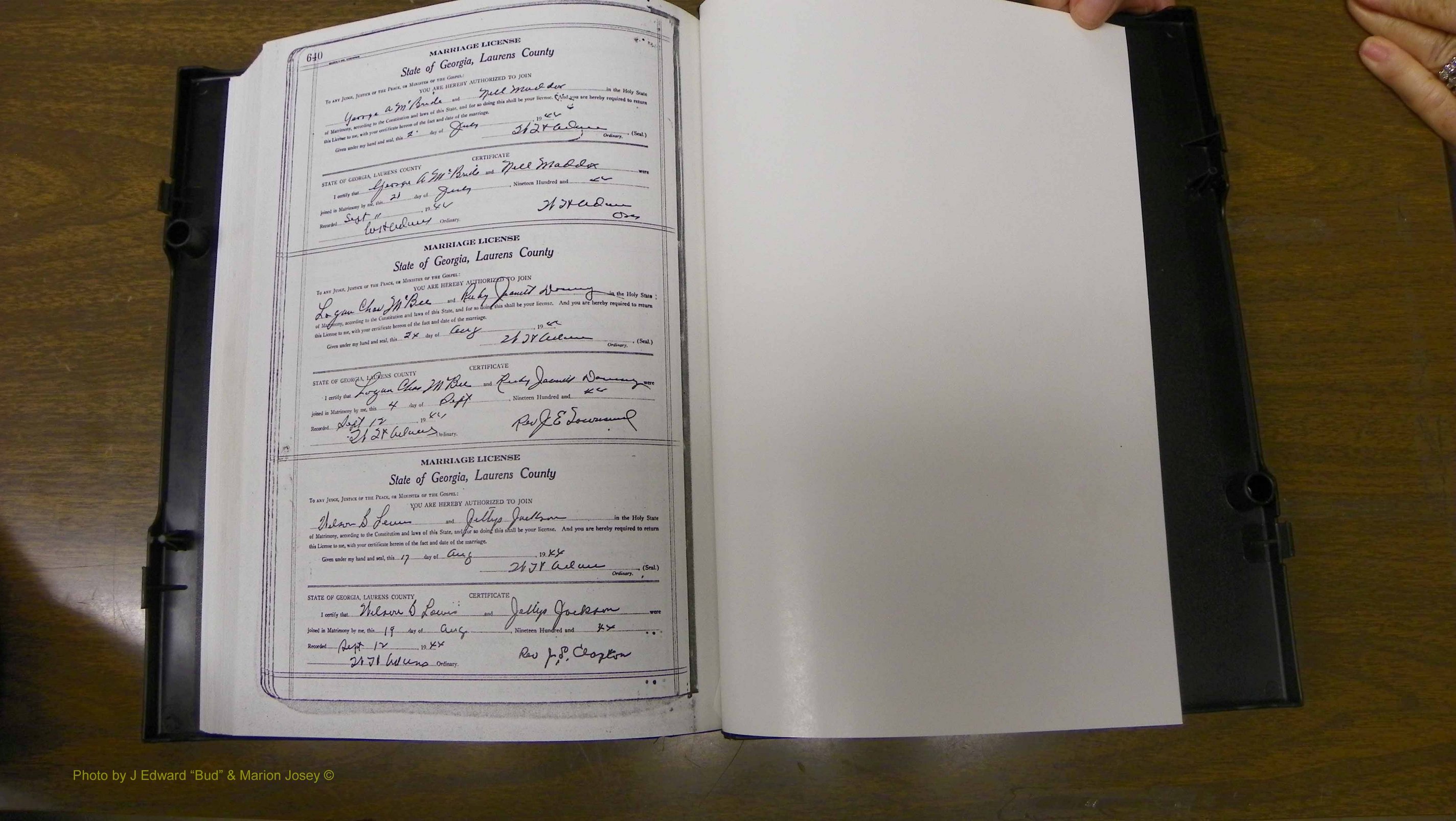 Laurens Co, GA, Marriages Book U, 1934 - 1944, White, P 640.JPG