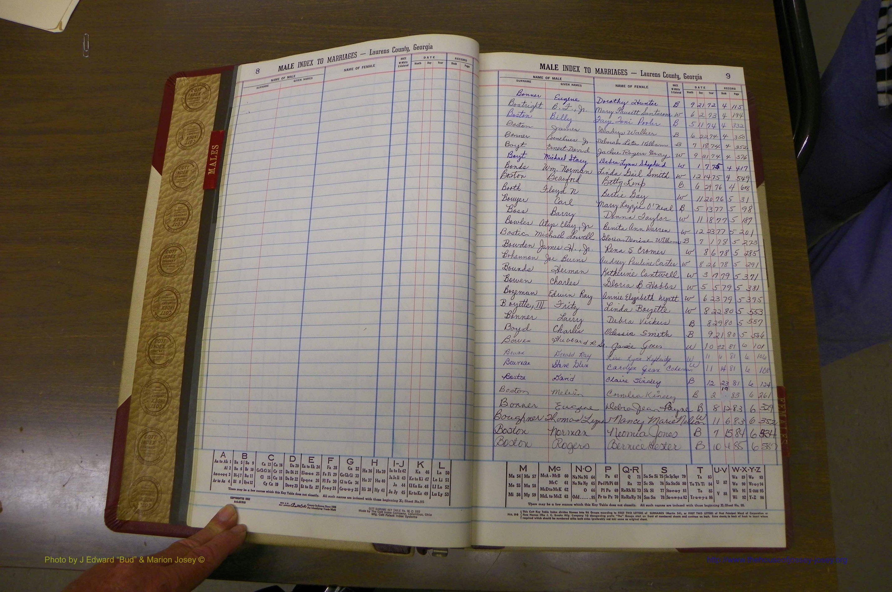 Laurens Co, GA, Marriage Indes Male & Female,  1972 - 1985, Male B 6.JPG
