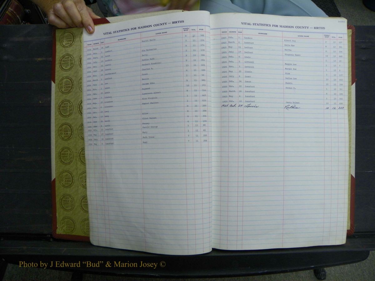 Madison Births & Deaths, Book 2, L-Z, + Delayed Book 2 009.JPG