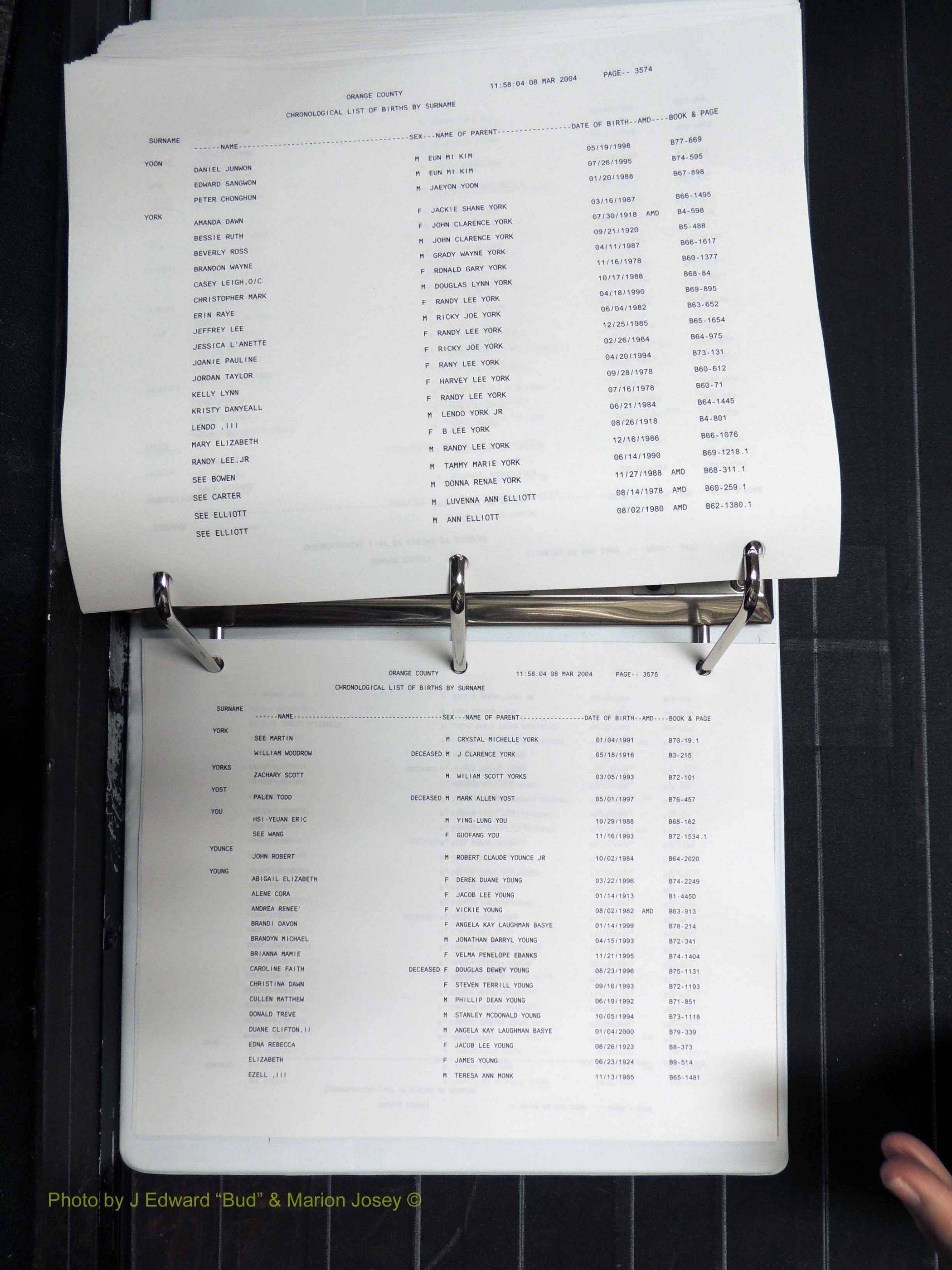 Orange Co, NC, Birth Index, M-Z (729).JPG
