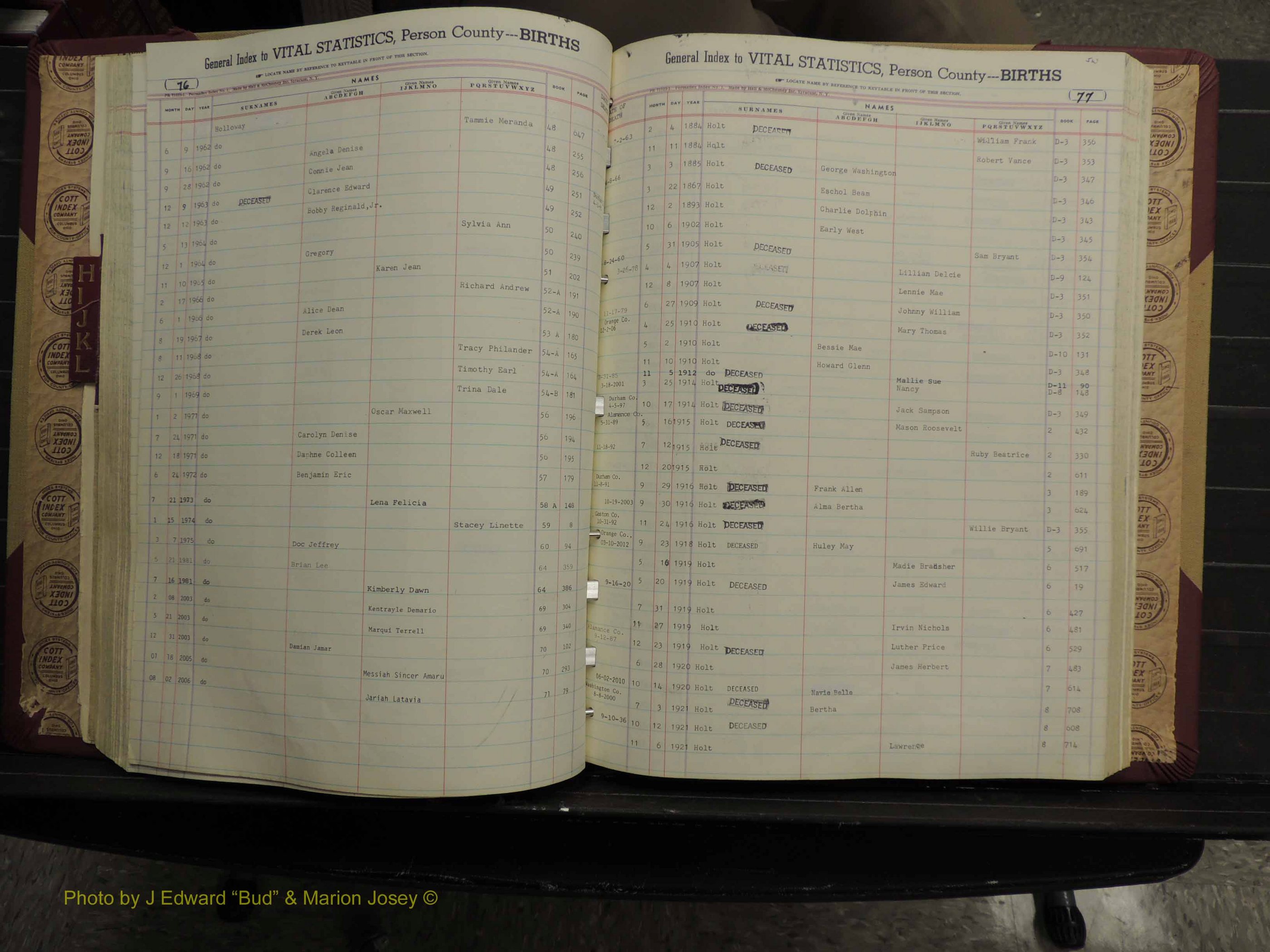 Person Co, NC, Births, H-L, 1913-2012 (169).JPG