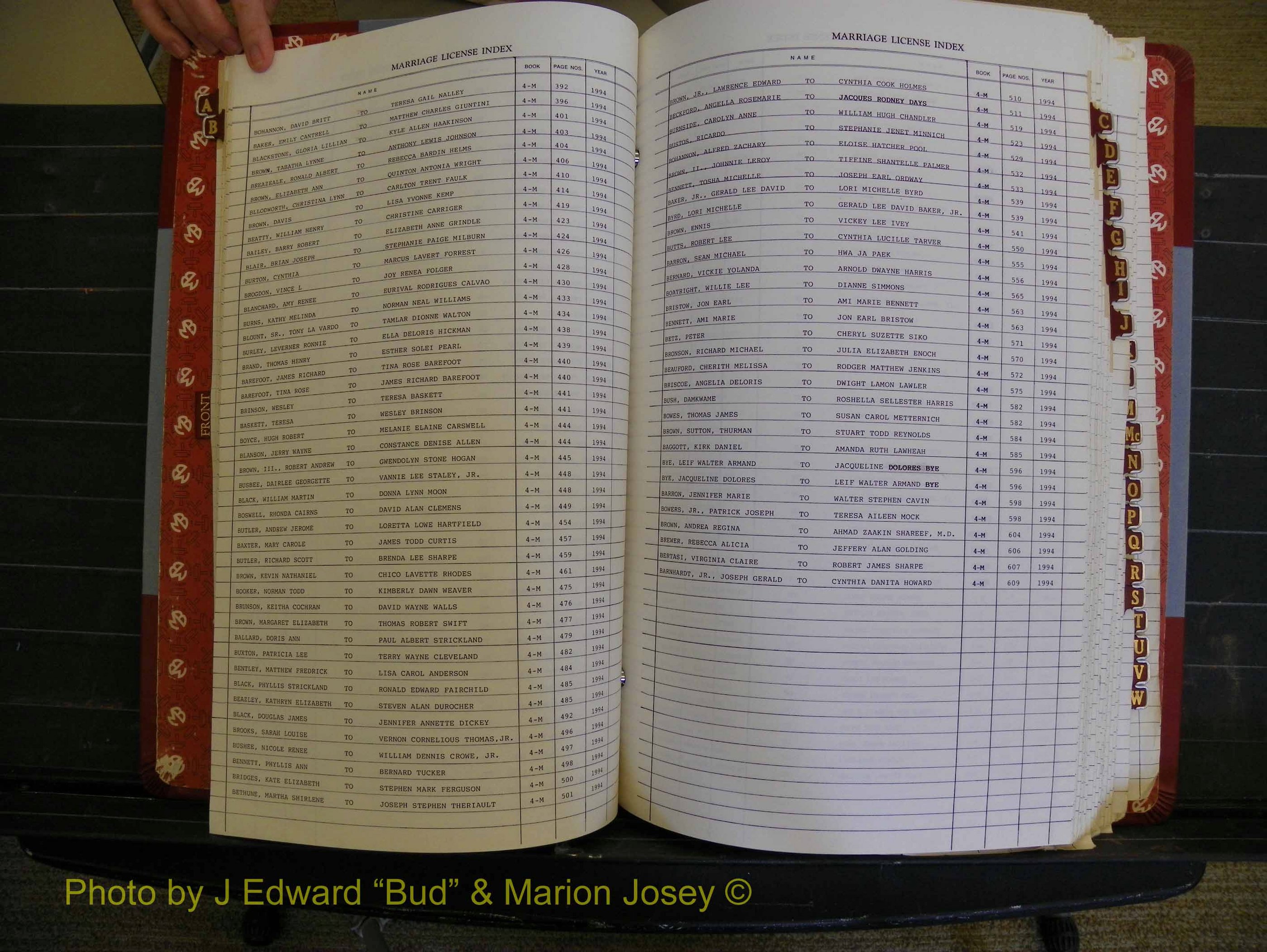 Richmond Marriages 1988-1995, Index B (130).JPG