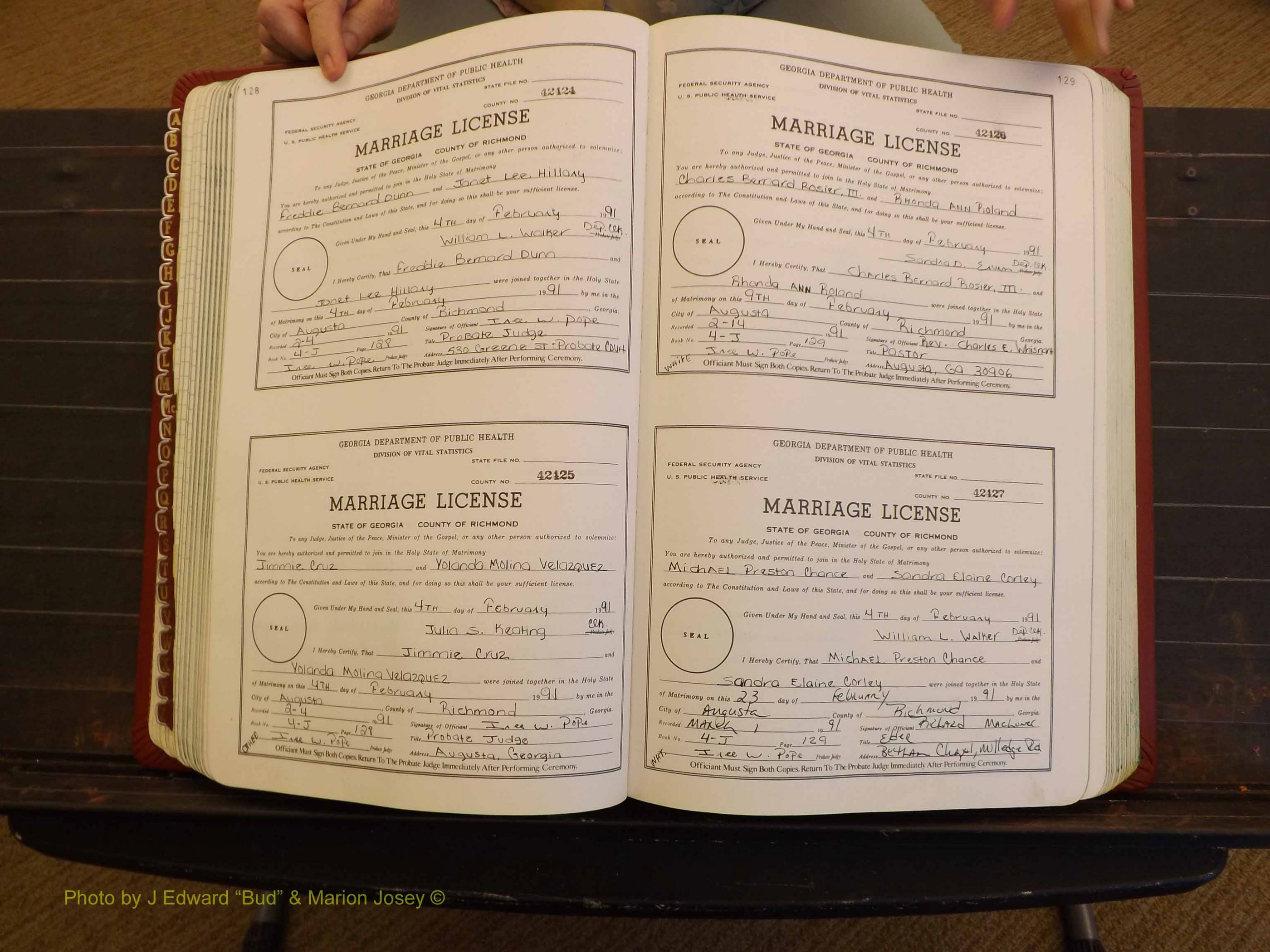 Richmond Marriages, 4J, 1990-1991 P 128-129.JPG