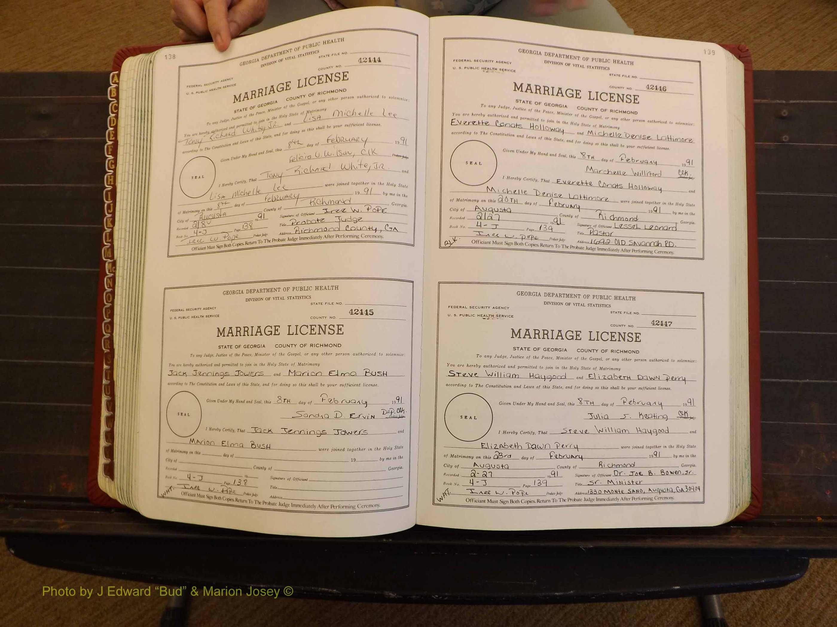 Richmond Marriages, 4J, 1990-1991 P 138-139.JPG