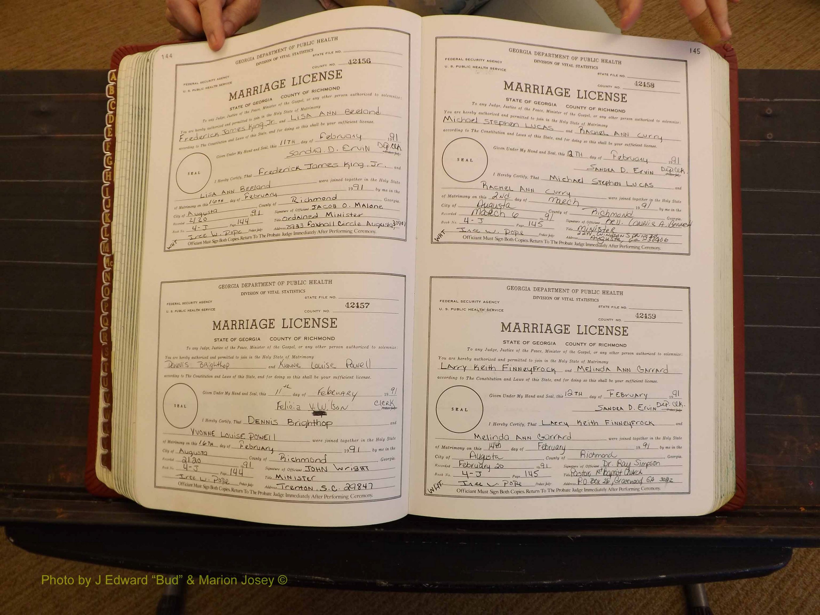 Richmond Marriages, 4J, 1990-1991 P 144-145.JPG