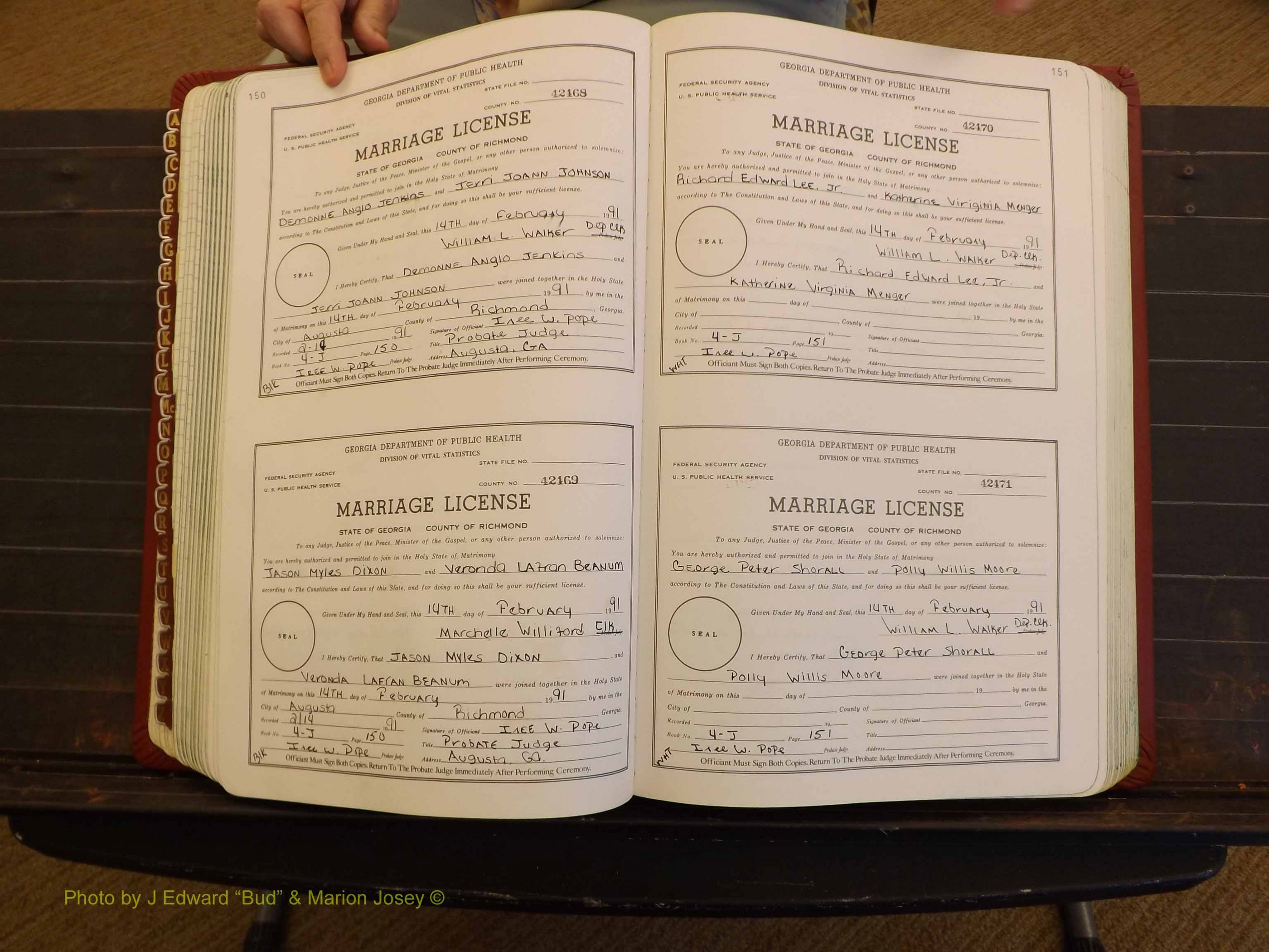 Richmond Marriages, 4J, 1990-1991 P 150-151.JPG