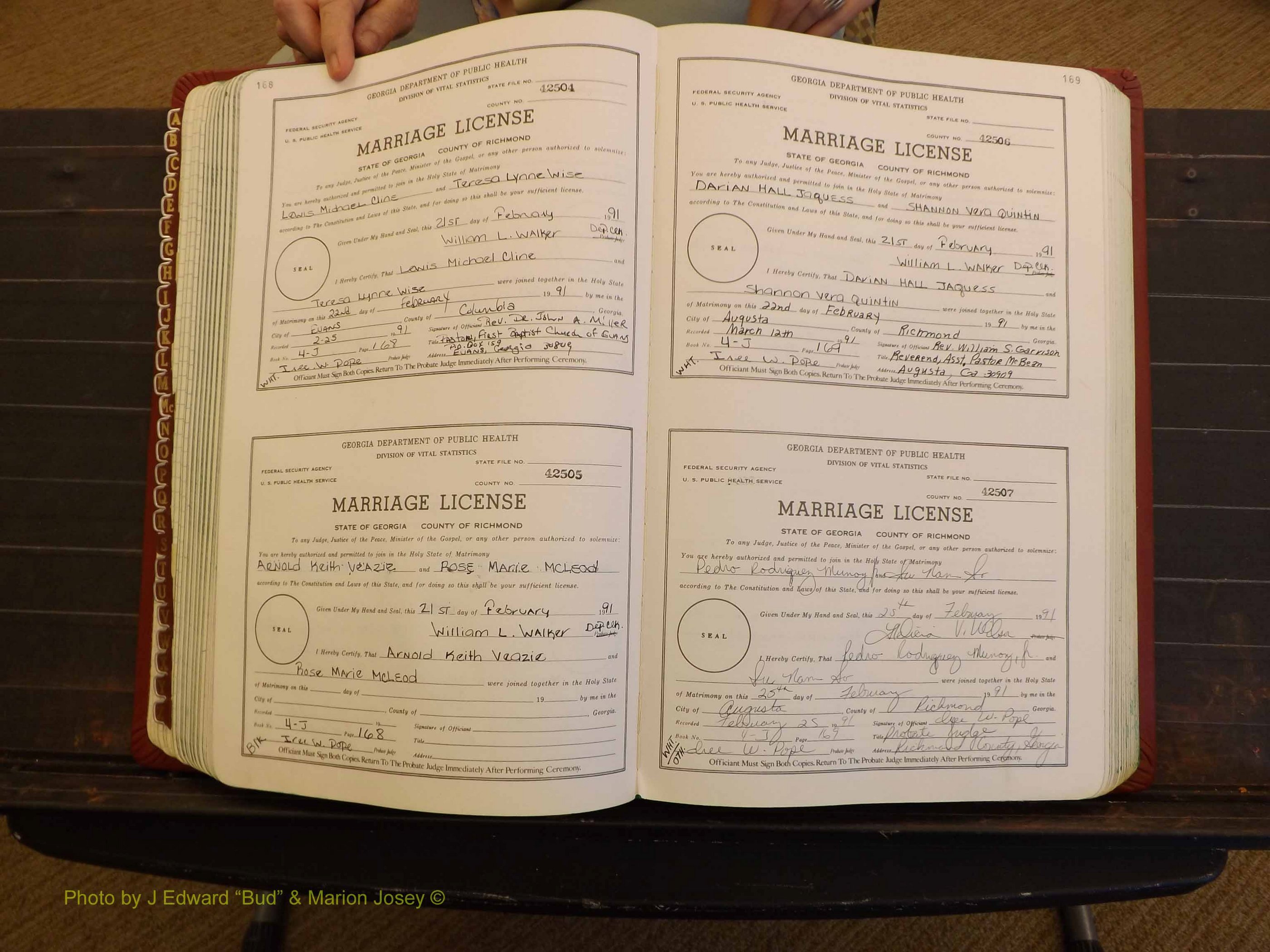 Richmond Marriages, 4J, 1990-1991 P 168-169.JPG