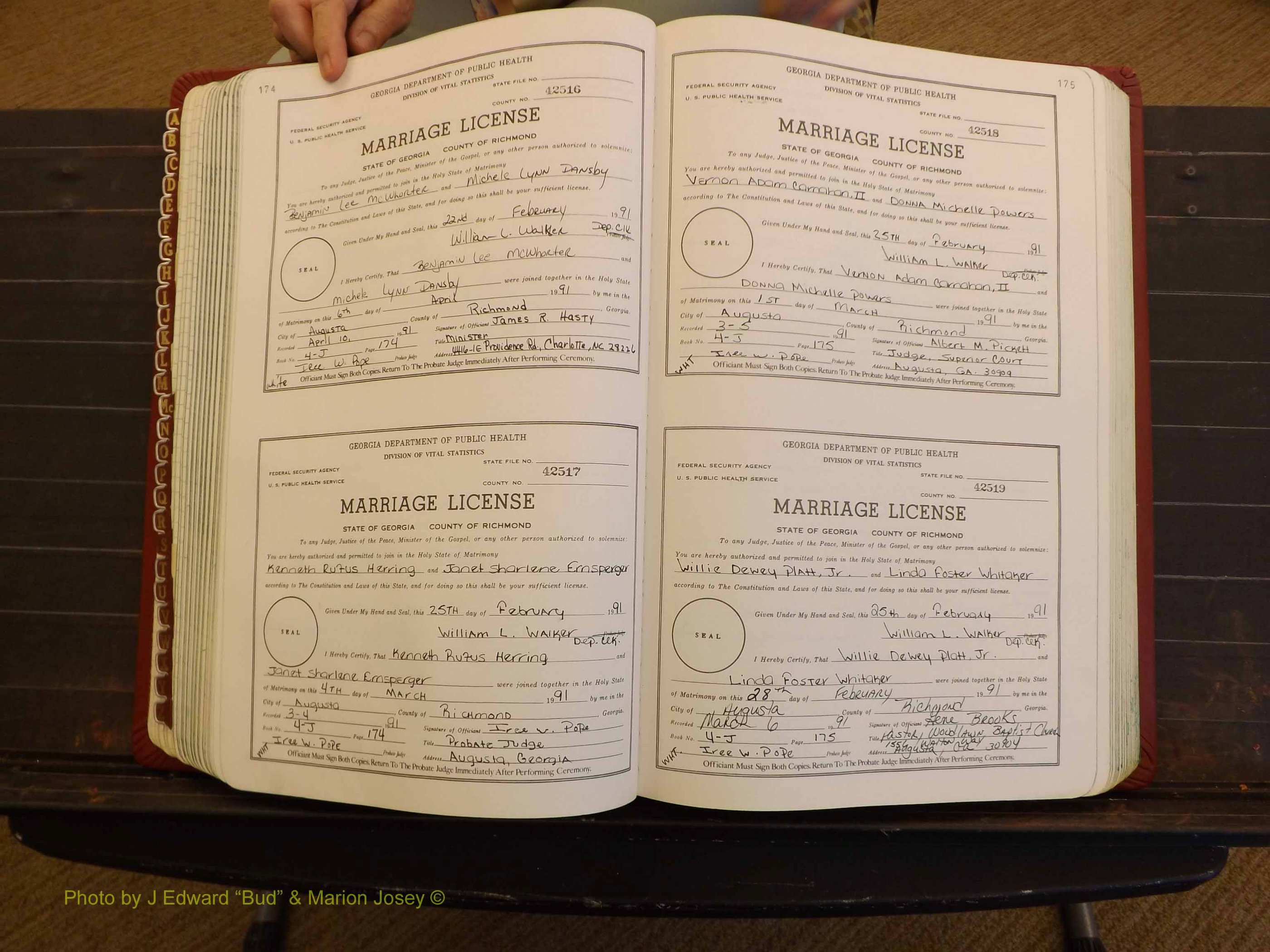 Richmond Marriages, 4J, 1990-1991 P 174-175.JPG