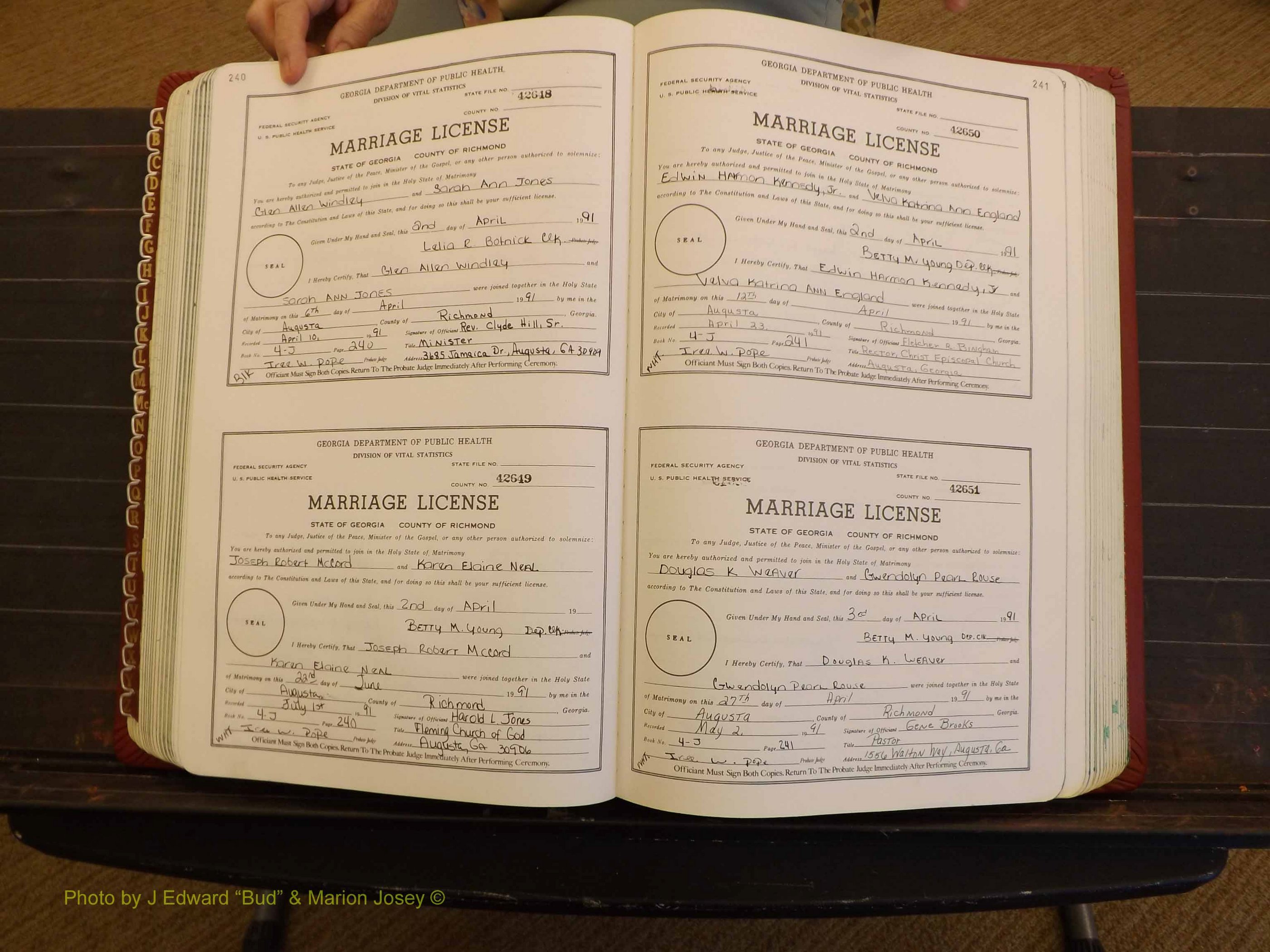 Richmond Marriages, 4J, 1990-1991 P 240-241.JPG