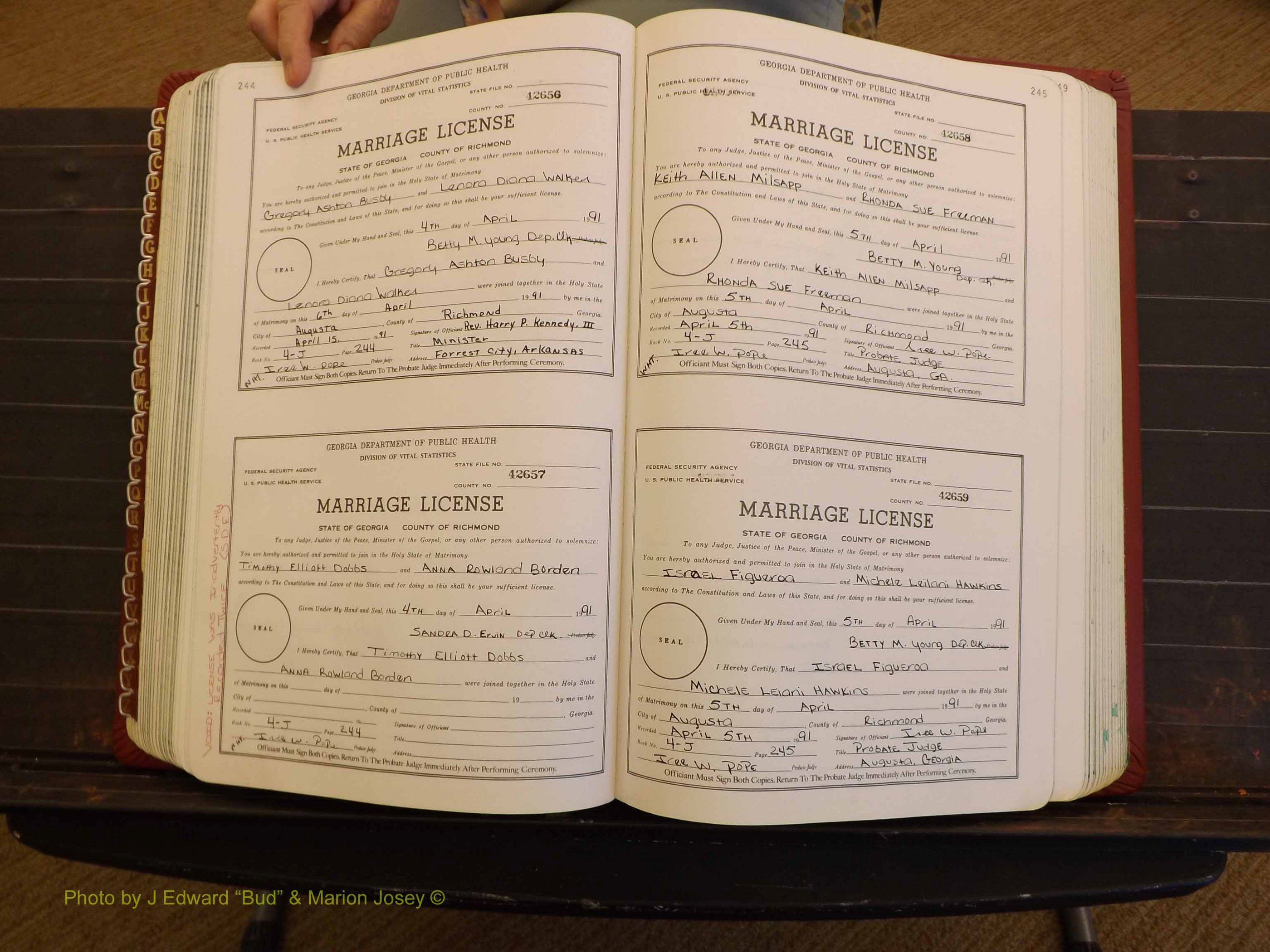 Richmond Marriages, 4J, 1990-1991 P 244-245.JPG