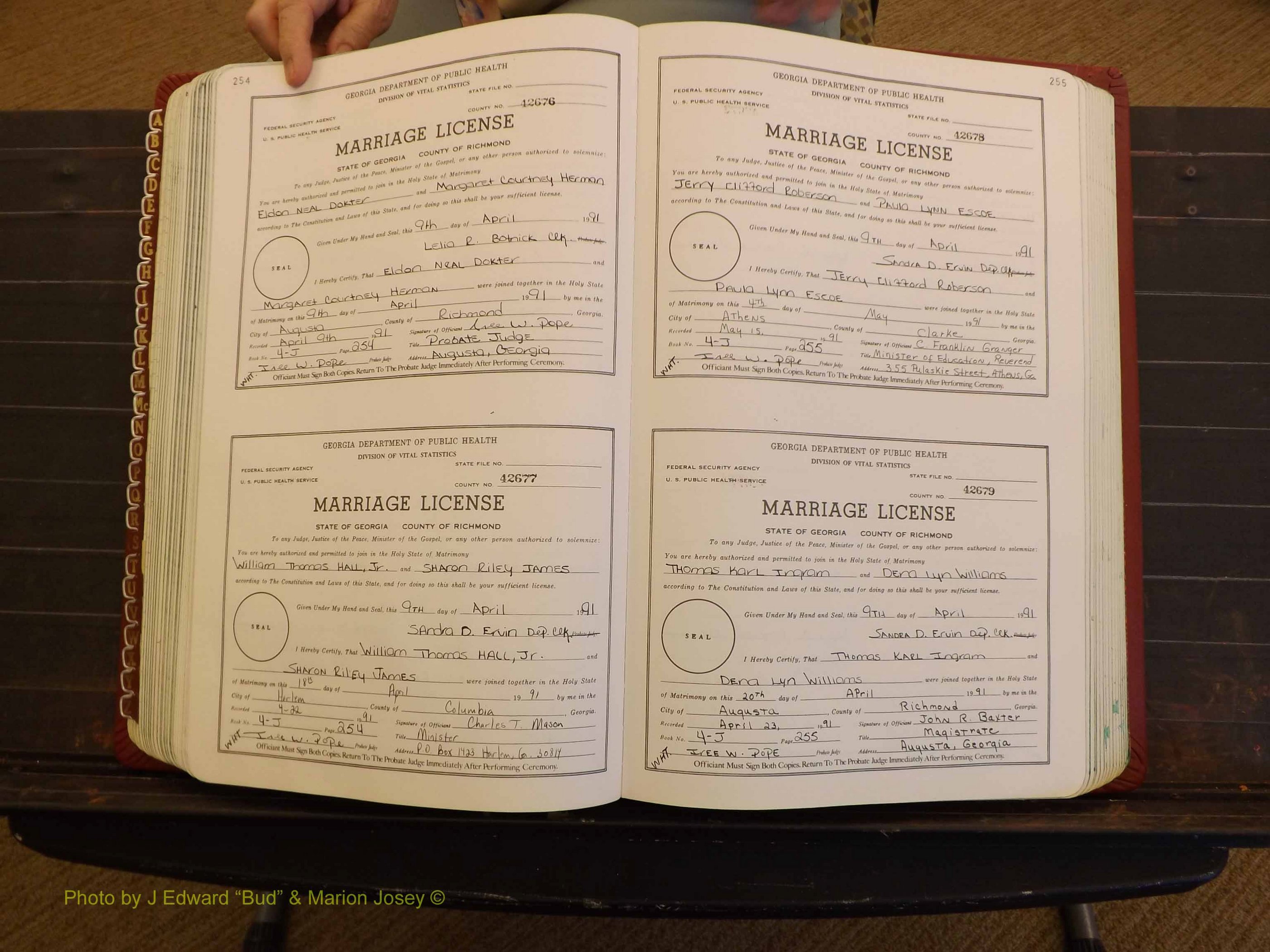 Richmond Marriages, 4J, 1990-1991 P 254-255.JPG