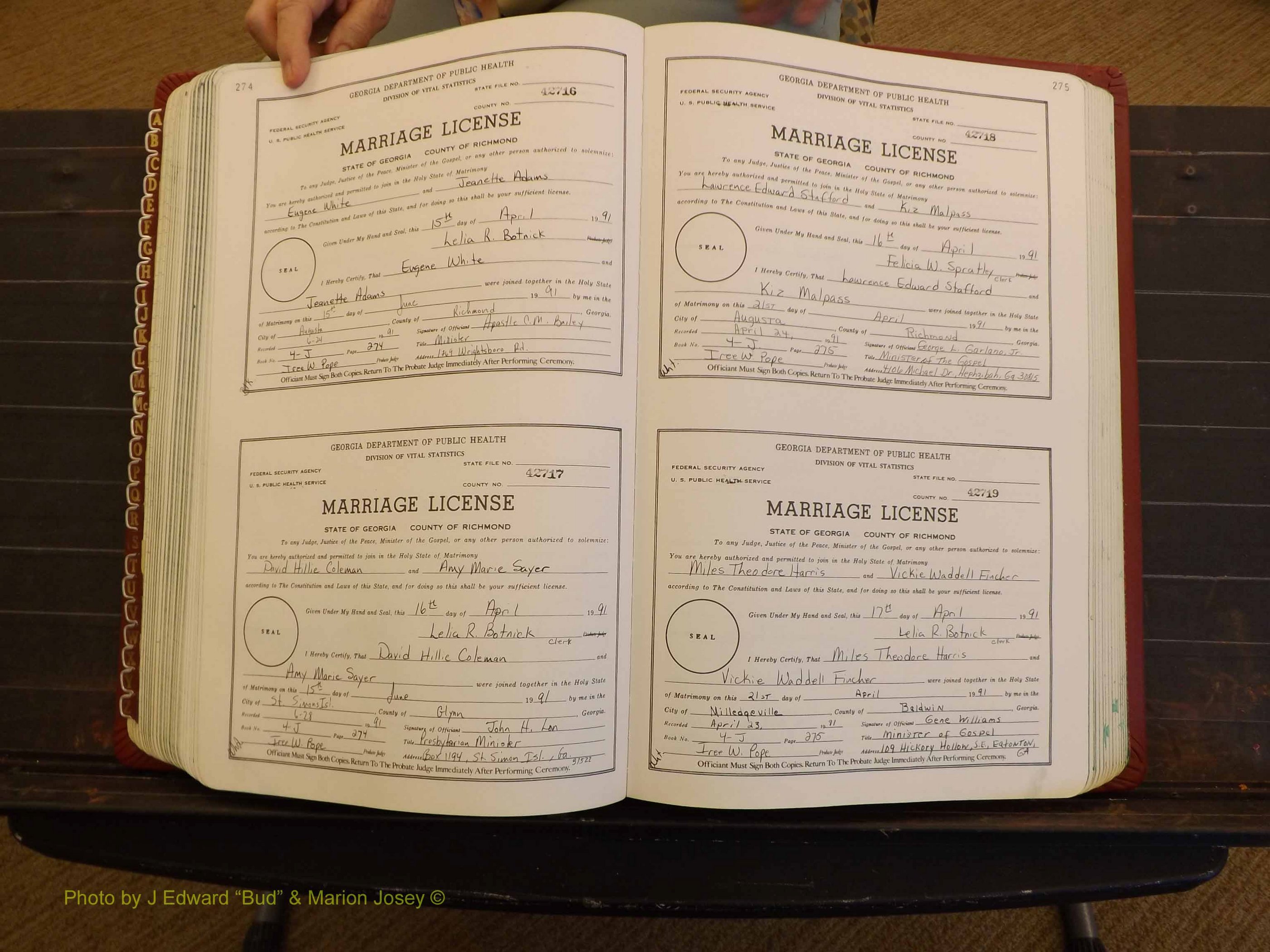 Richmond Marriages, 4J, 1990-1991 P 274-275.JPG