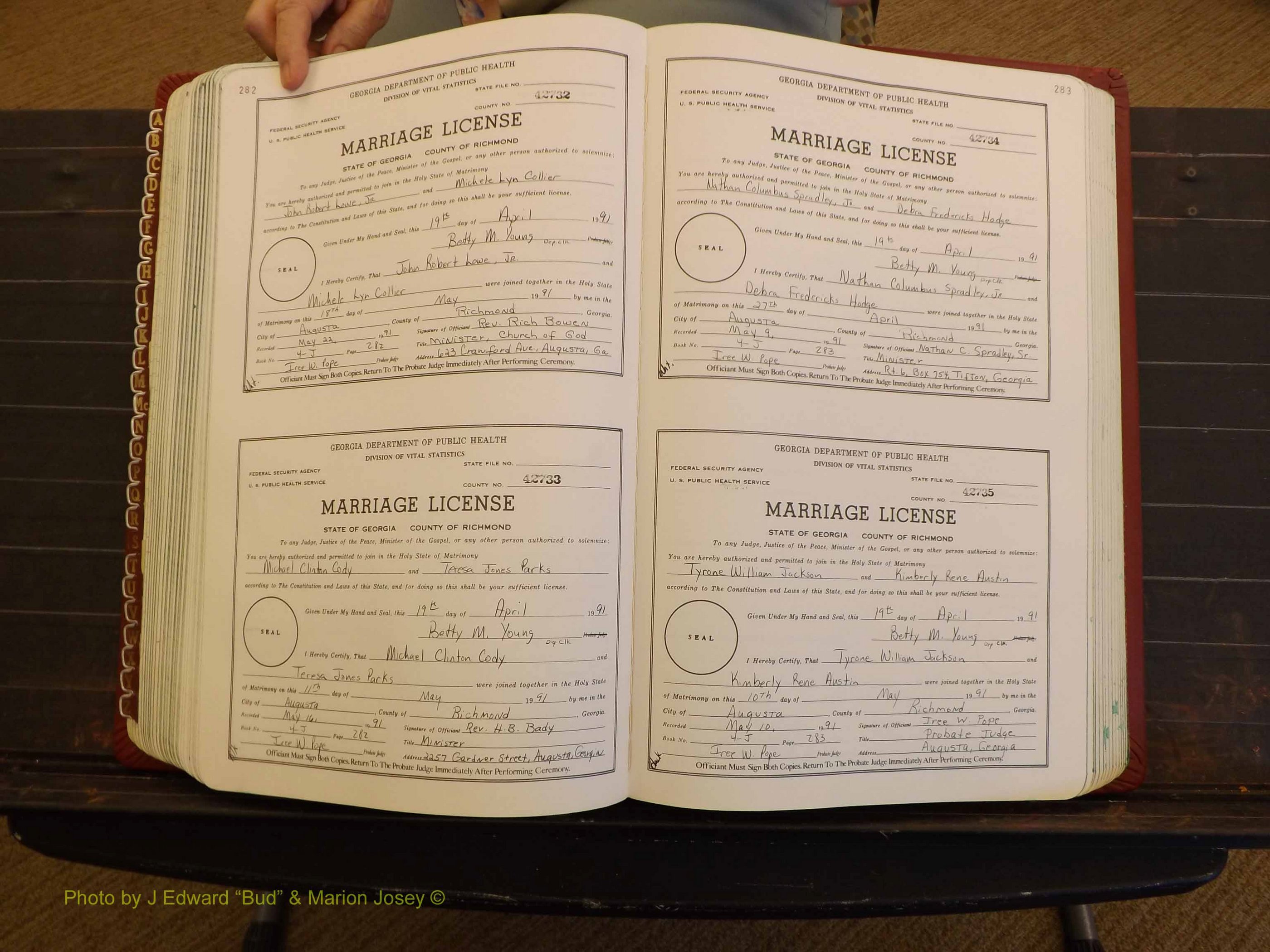 Richmond Marriages, 4J, 1990-1991 P 282-283.JPG