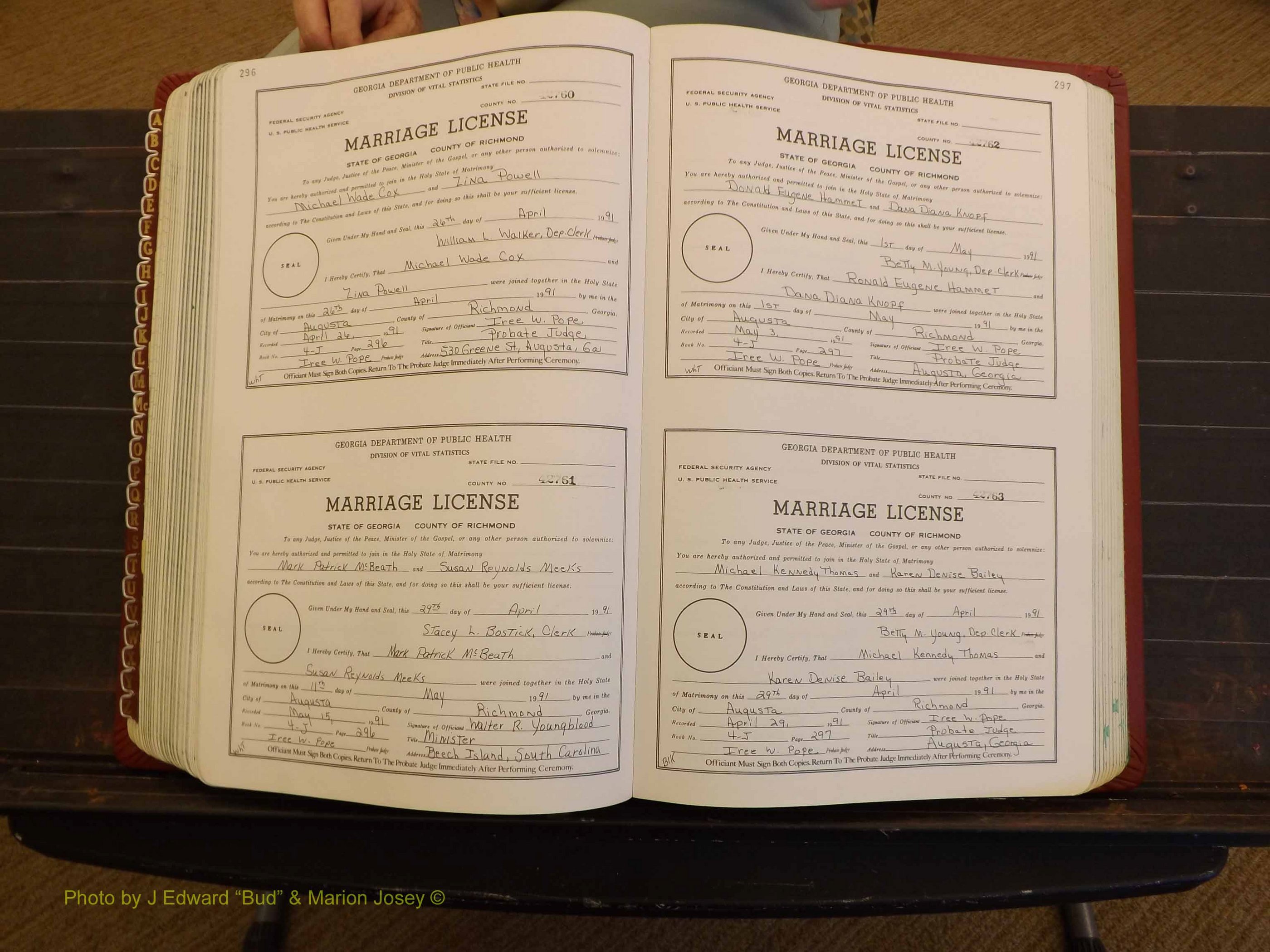 Richmond Marriages, 4J, 1990-1991 P 296-297.JPG