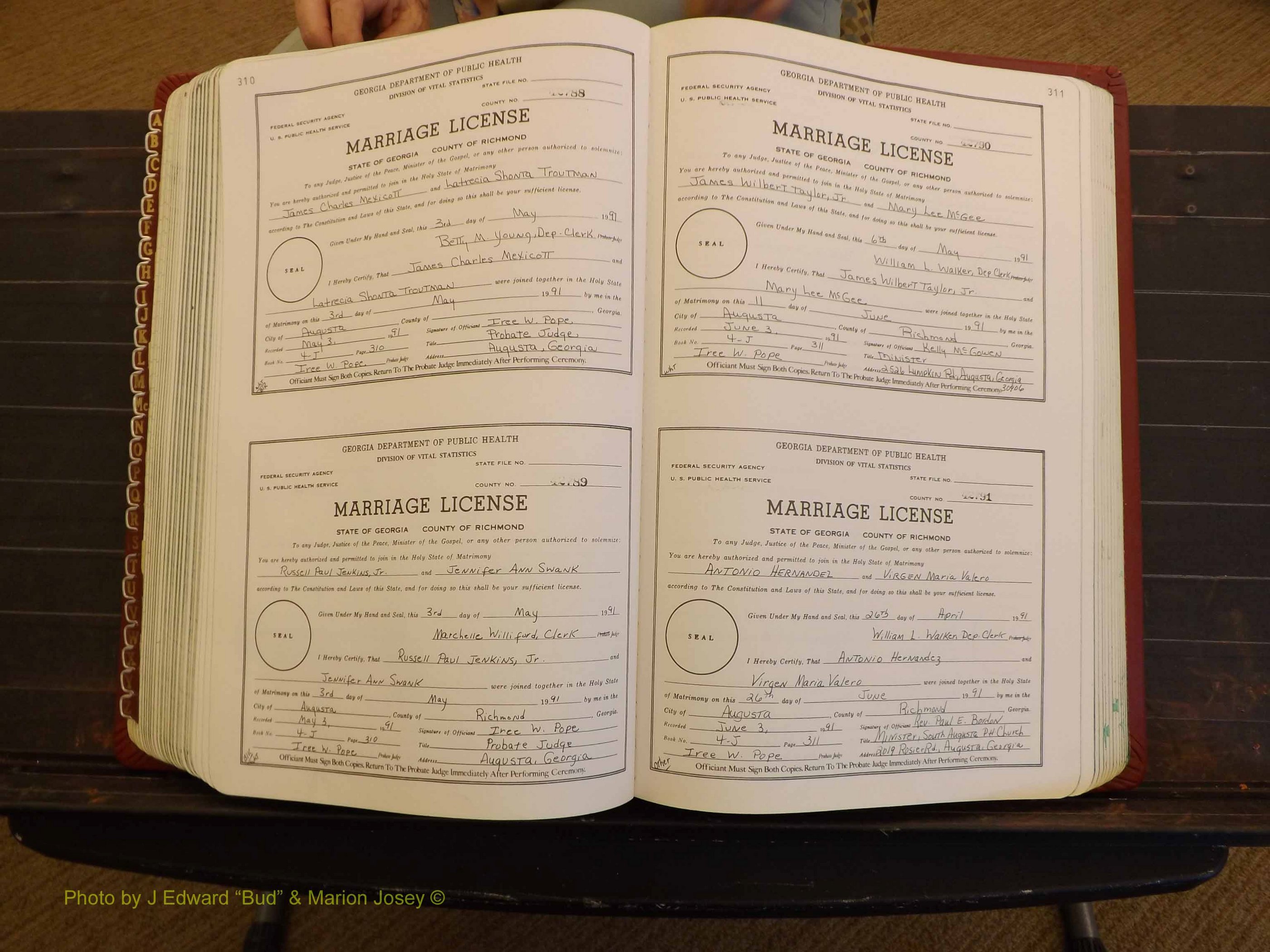 Richmond Marriages, 4J, 1990-1991 P 310-311.JPG