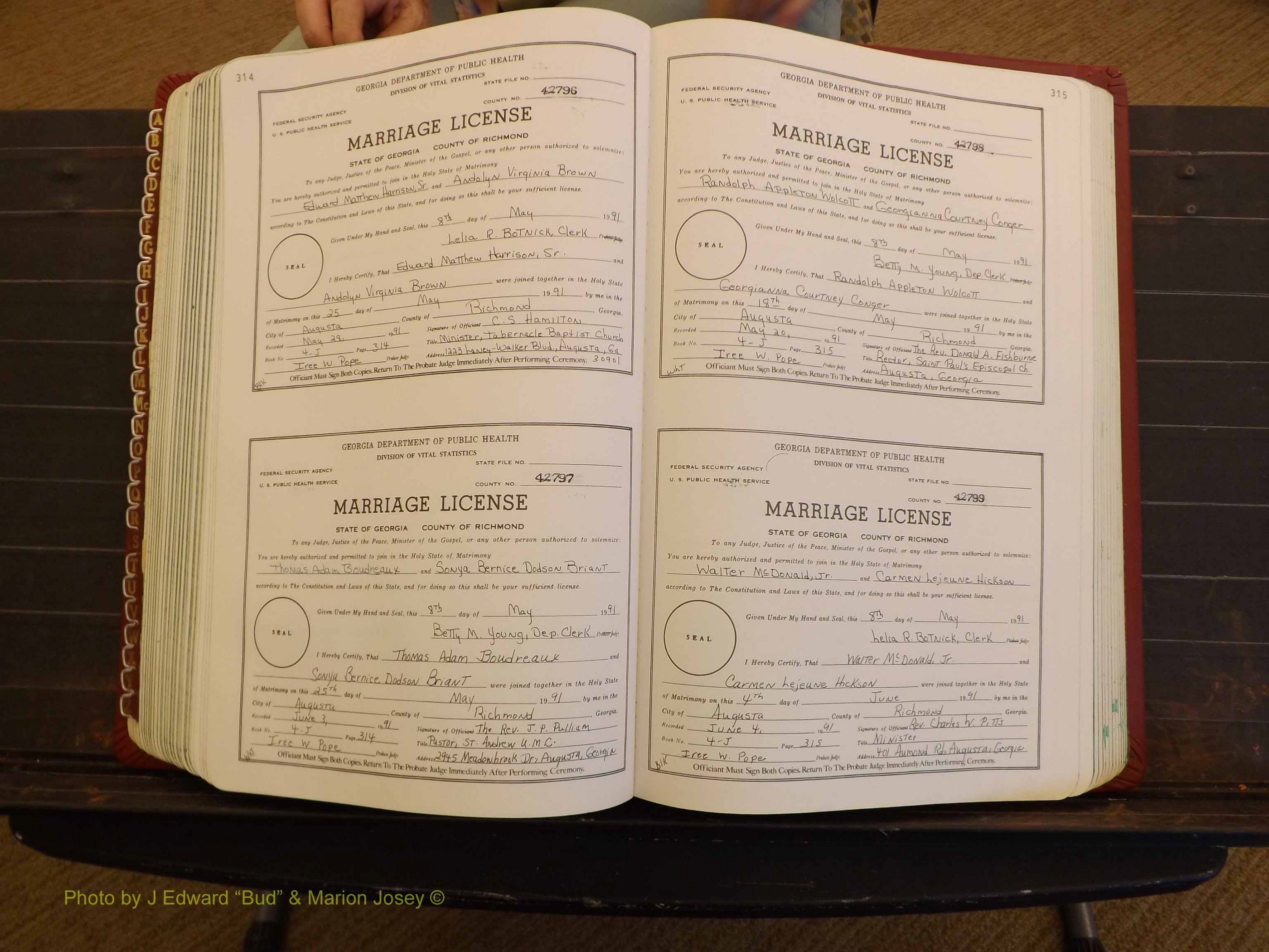 Richmond Marriages, 4J, 1990-1991 P 314-315.JPG