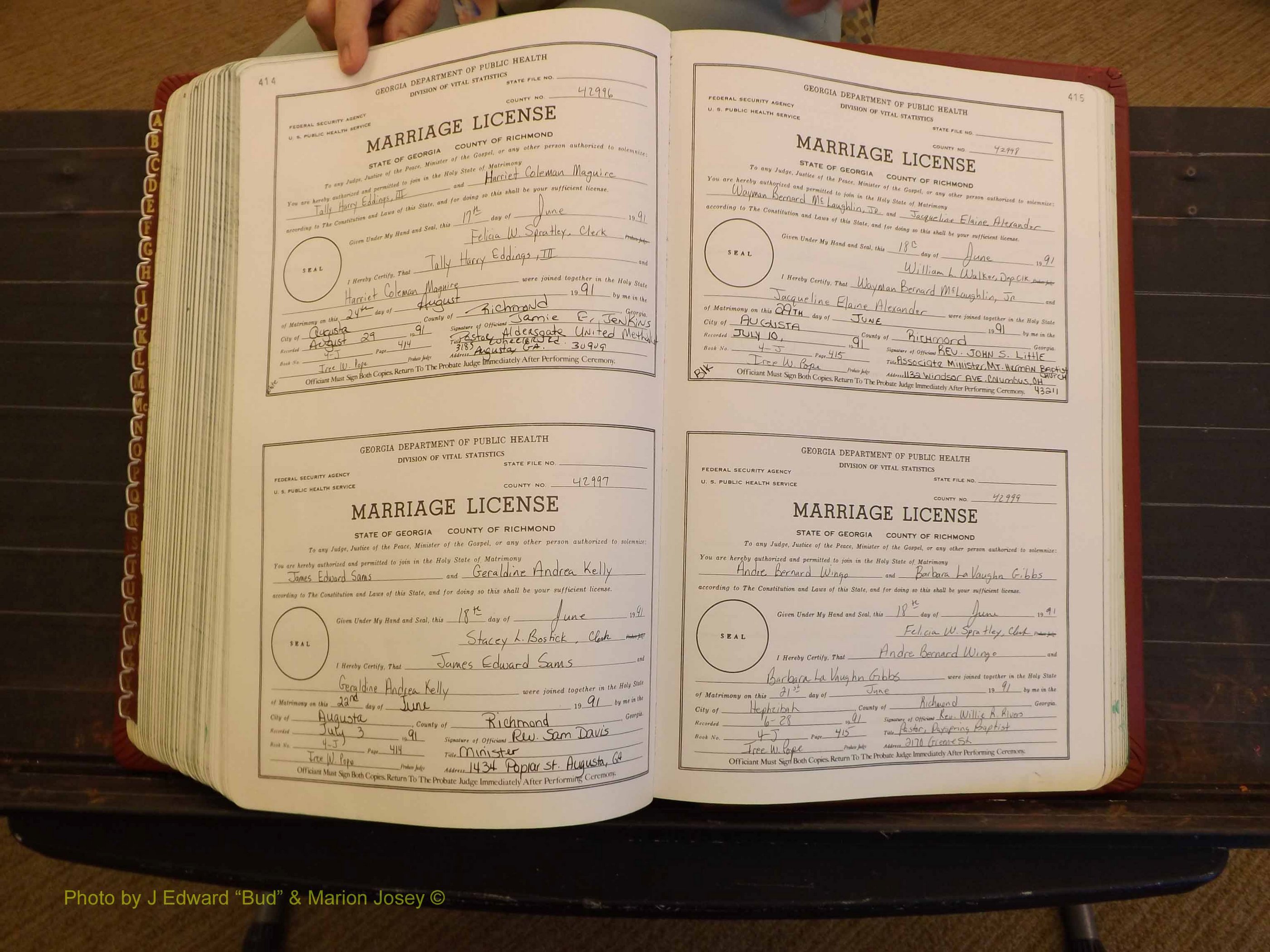 Richmond Marriages, 4J, 1990-1991 P 414-415.JPG