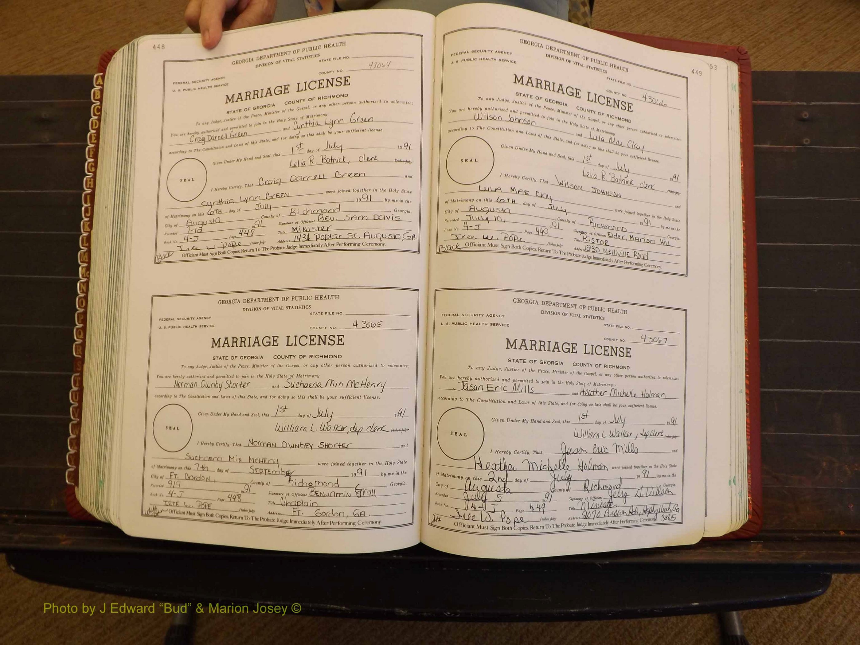 Richmond Marriages, 4J, 1990-1991 P 448-449.JPG