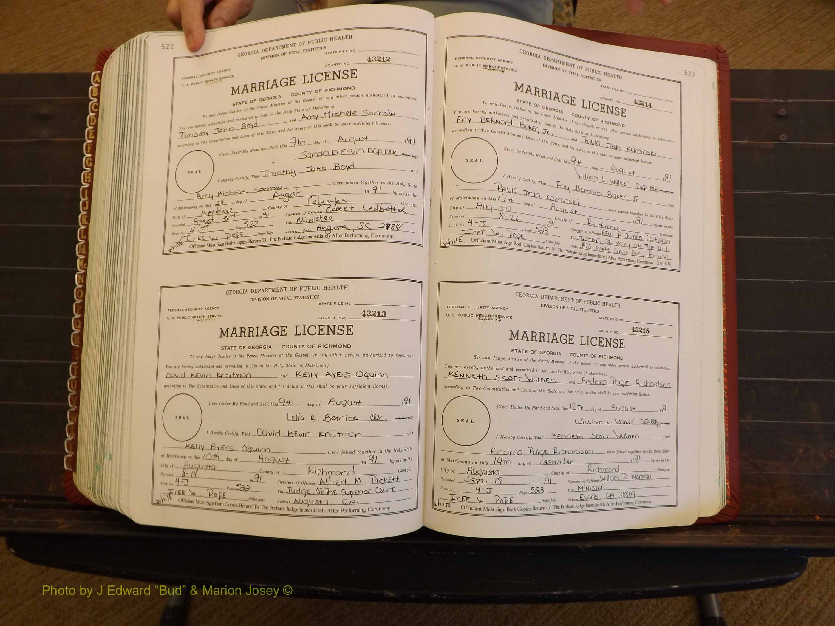 Richmond Marriages, 4J, 1990-1991 P 522-523.JPG