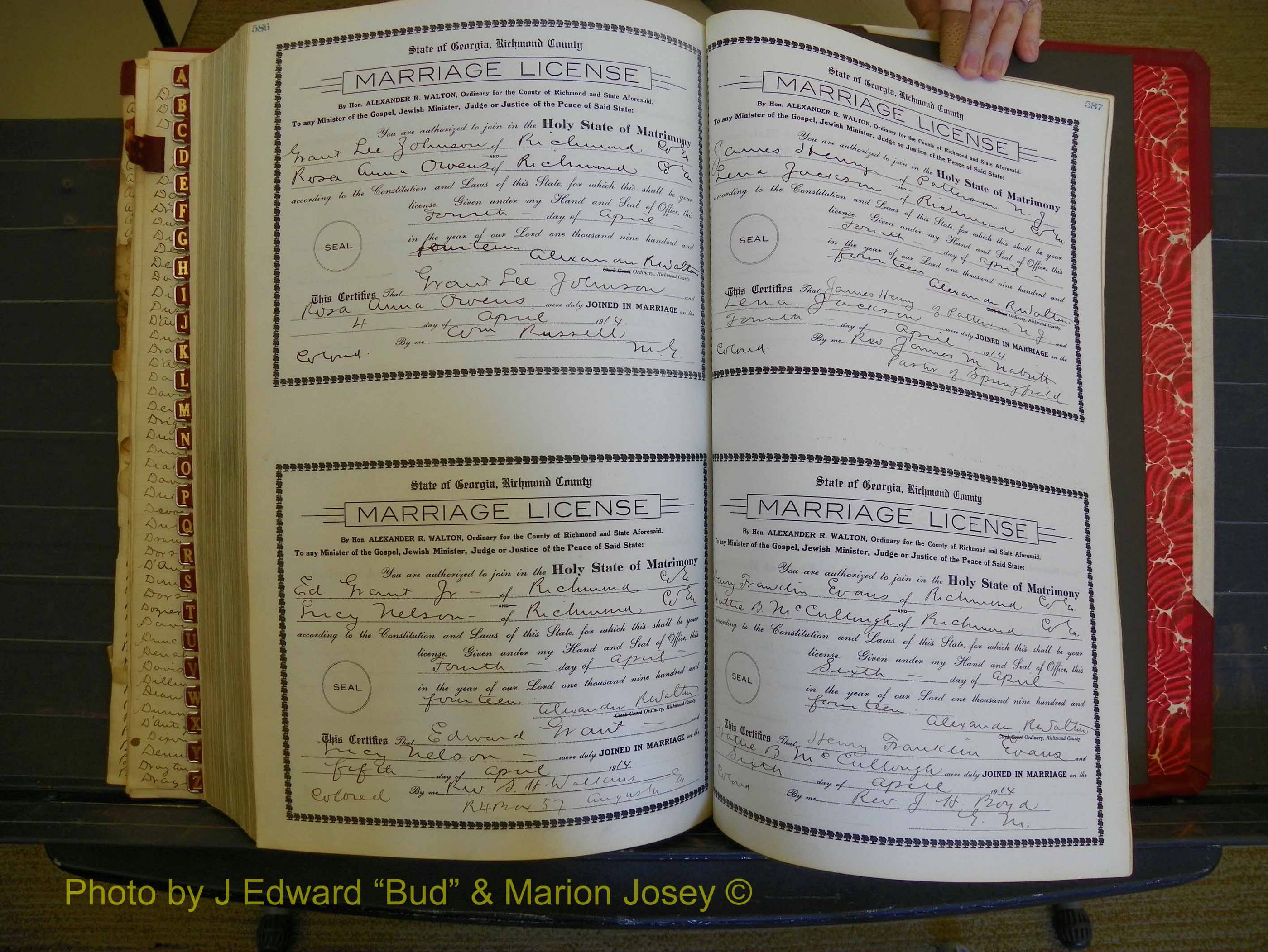 Richmond Marriages, Book HH, 1912-1914 P 586-587.JPG