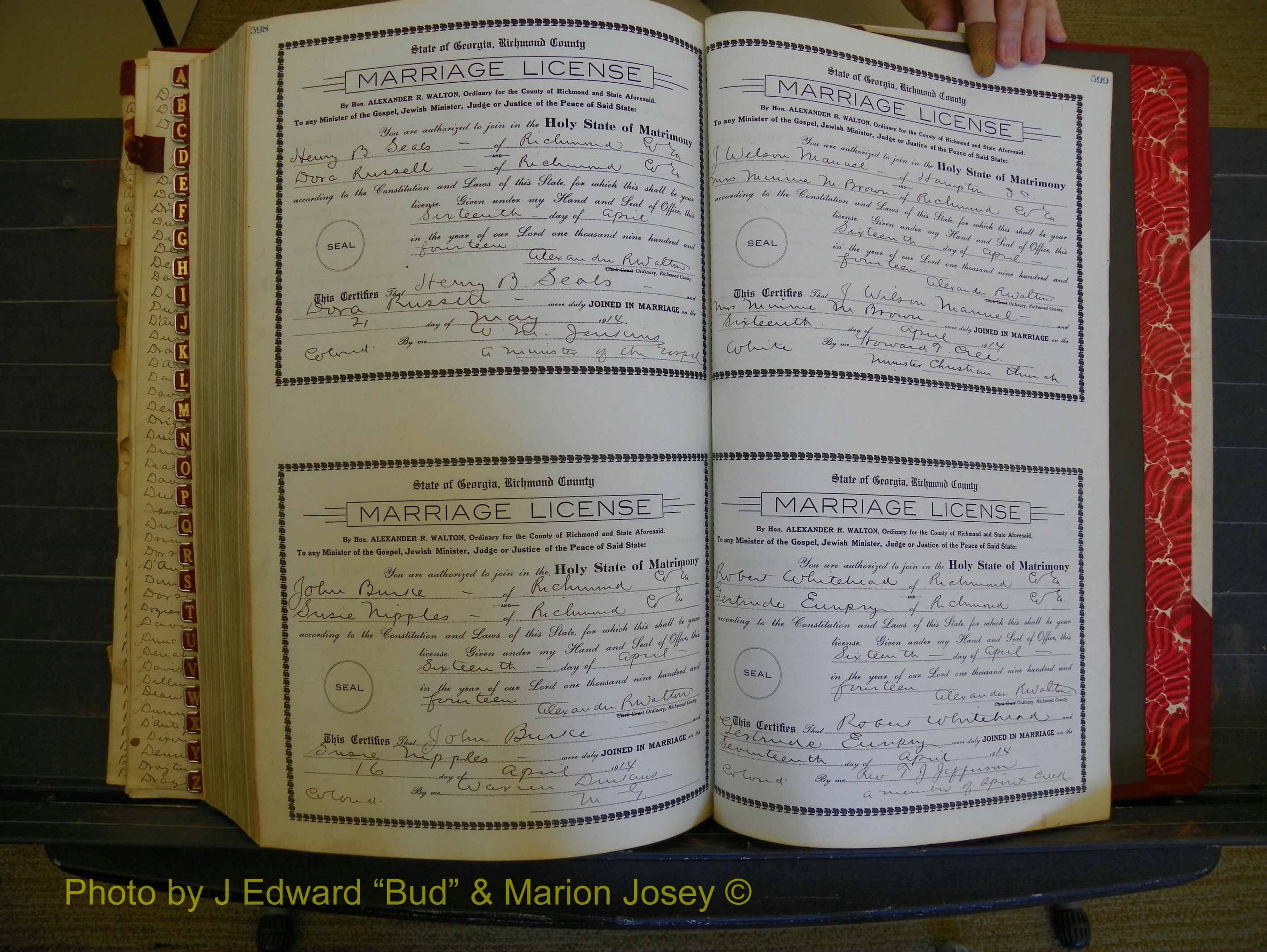 Richmond Marriages, Book HH, 1912-1914 P 598-599.JPG