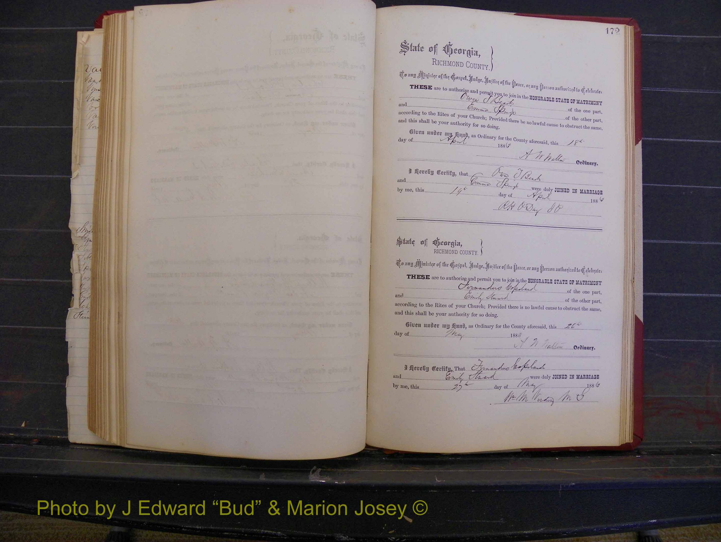 Richmond Marriages, Book M, 1880-1883 P 172.JPG