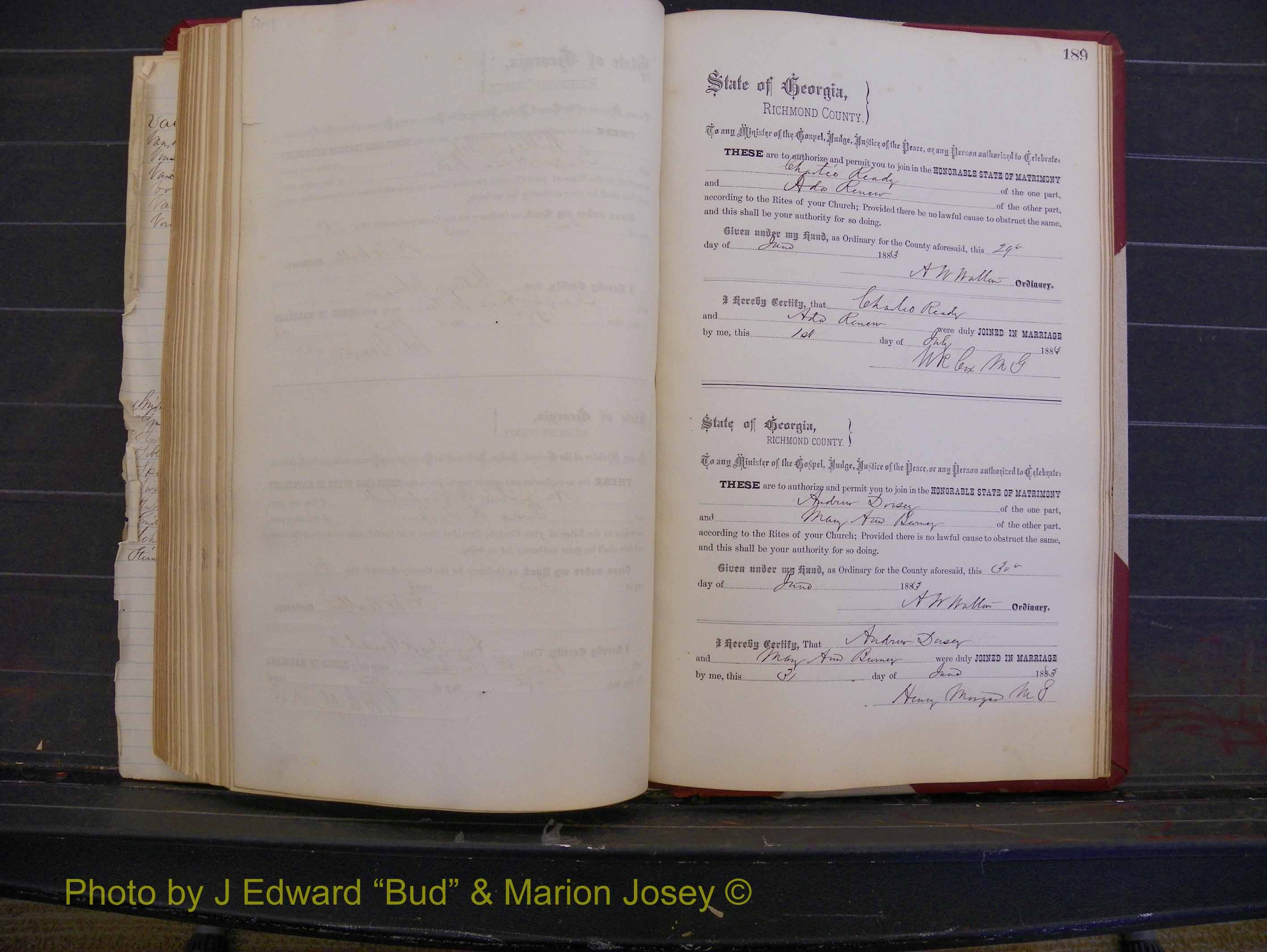Richmond Marriages, Book M, 1880-1883 P 189.JPG