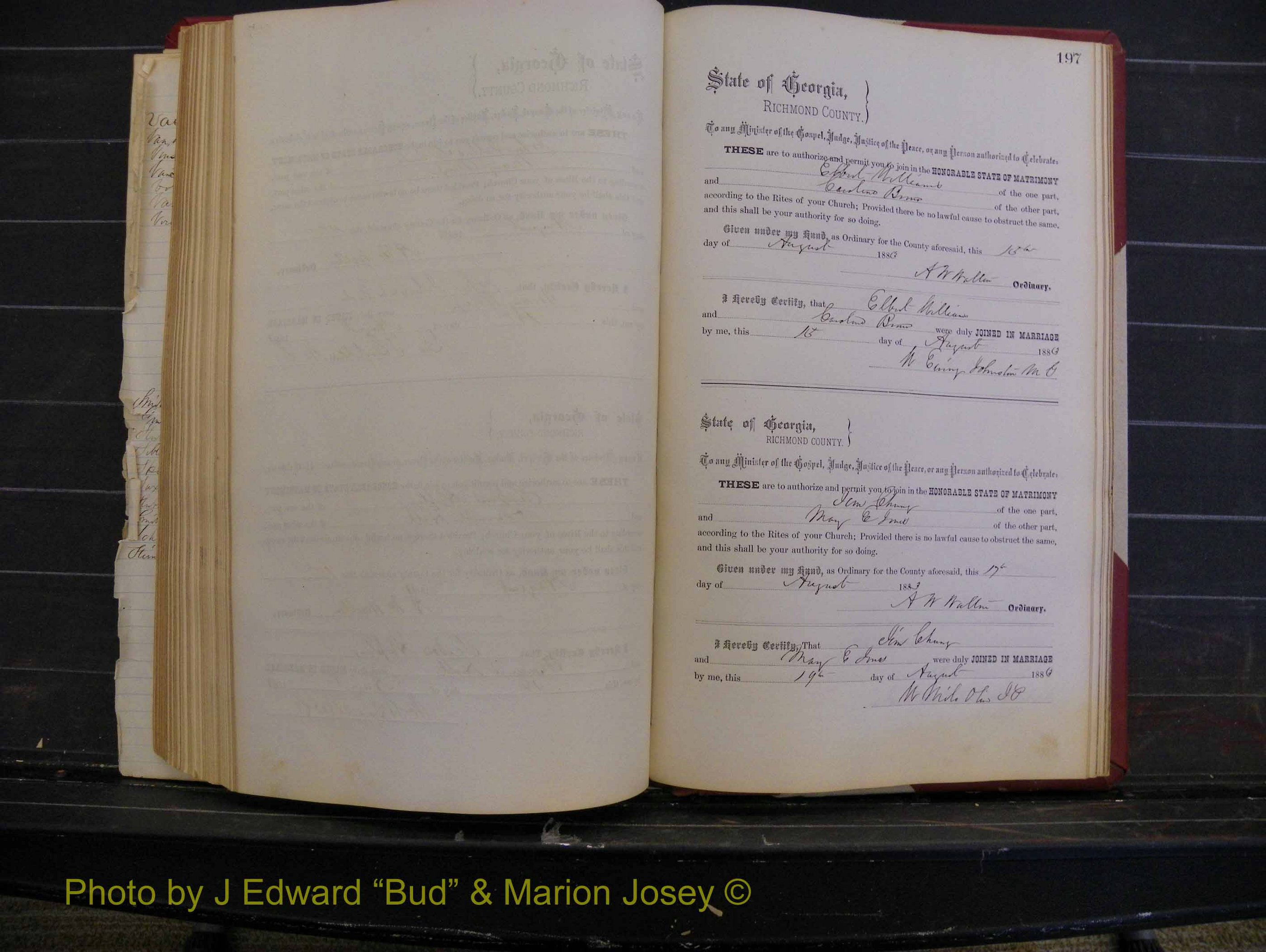 Richmond Marriages, Book M, 1880-1883 P 197.JPG